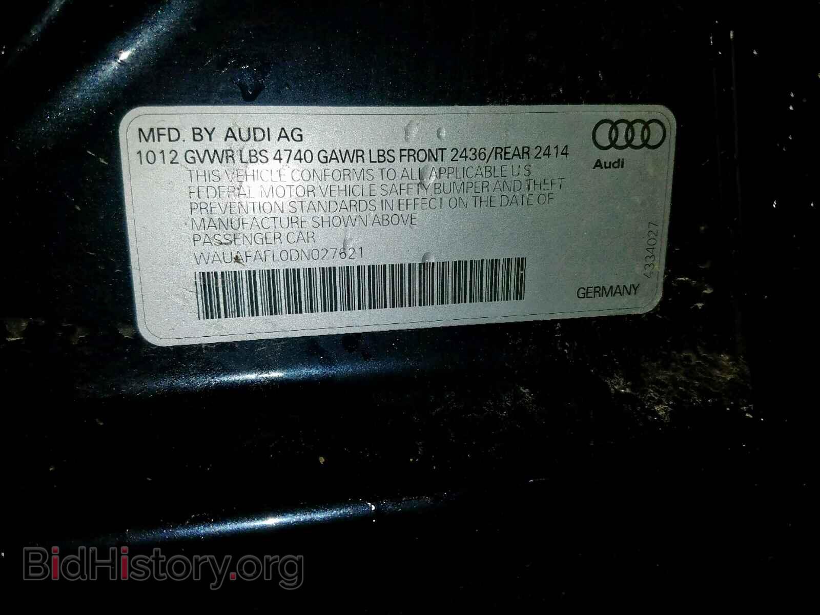 2013 AUDI A4 - VIN: WAUAFAFL0DN027621 - Фото 10