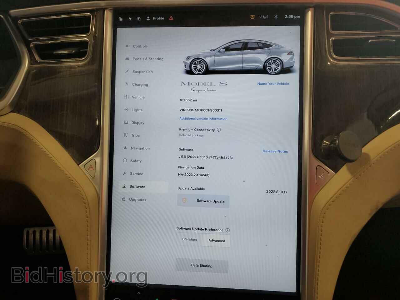 2012 TESLA MODEL S - VIN: 5YJSA1DP6CFS00311 - Photo 9