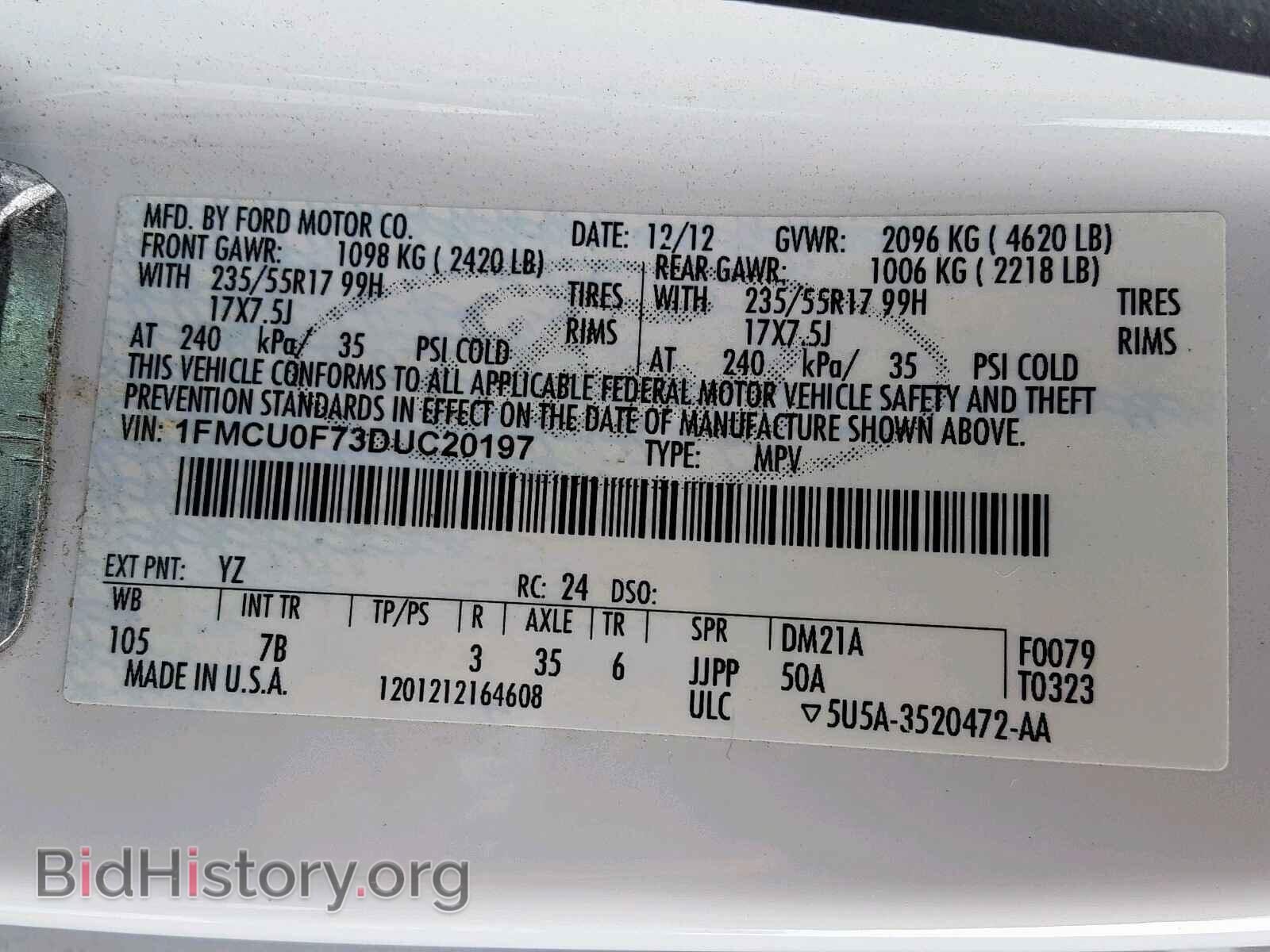2013 FORD ESCAPE S - VIN: 1FMCU0F73DUC20197 - Photo 10