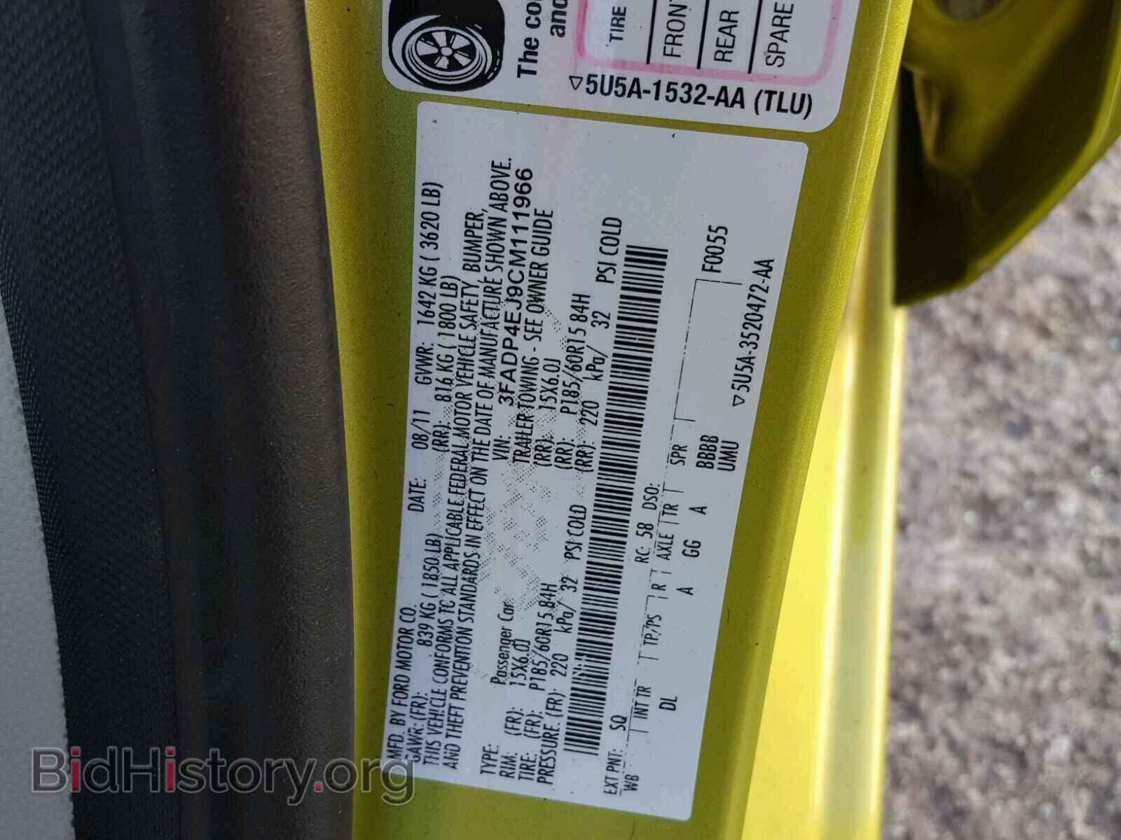 2012 FORD FIESTA - VIN: 3FADP4EJ9CM111966 - Фото 10