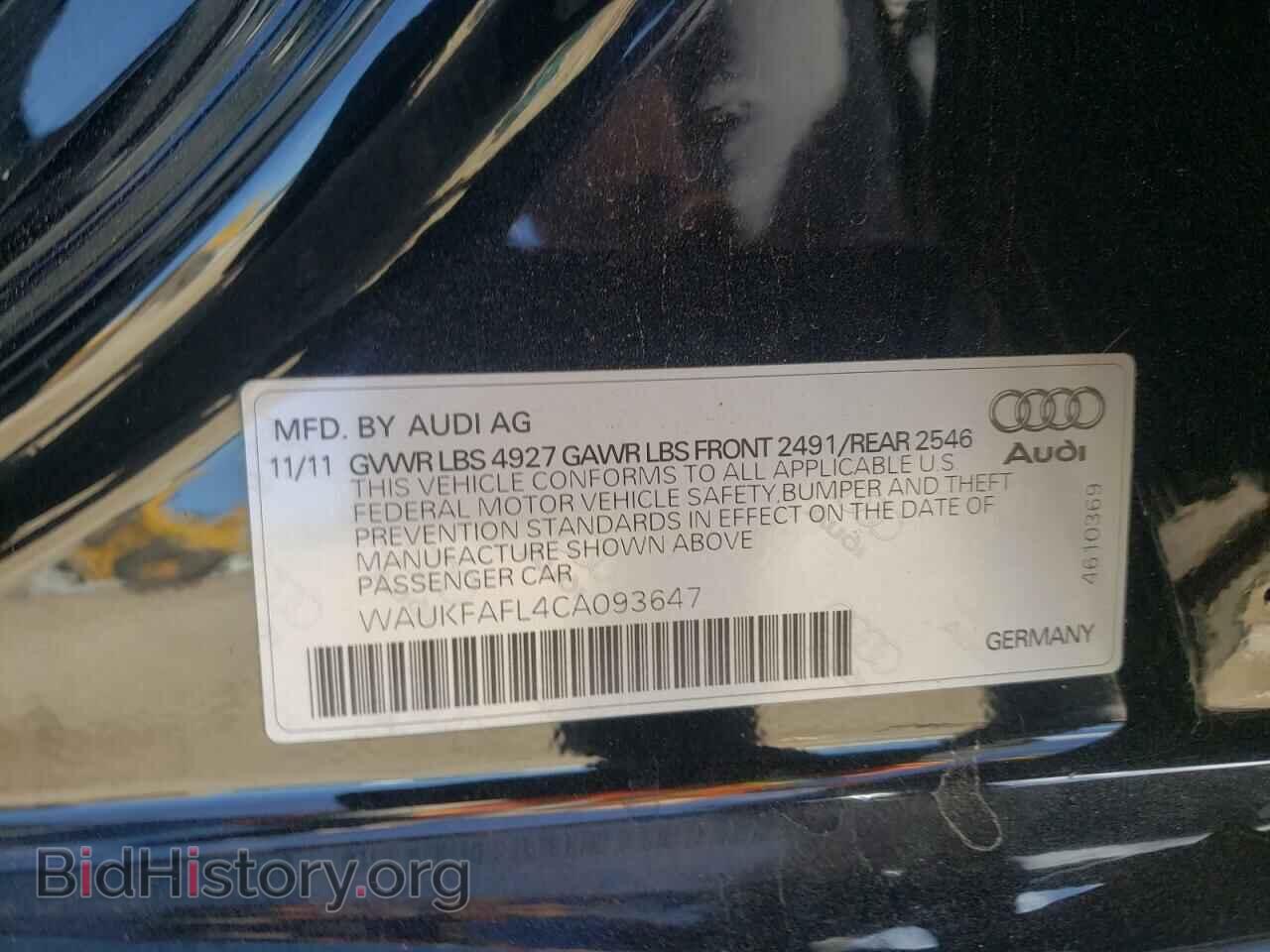 2012 AUDI A4 - VIN: WAUKFAFL4CA093647 - Фото 10