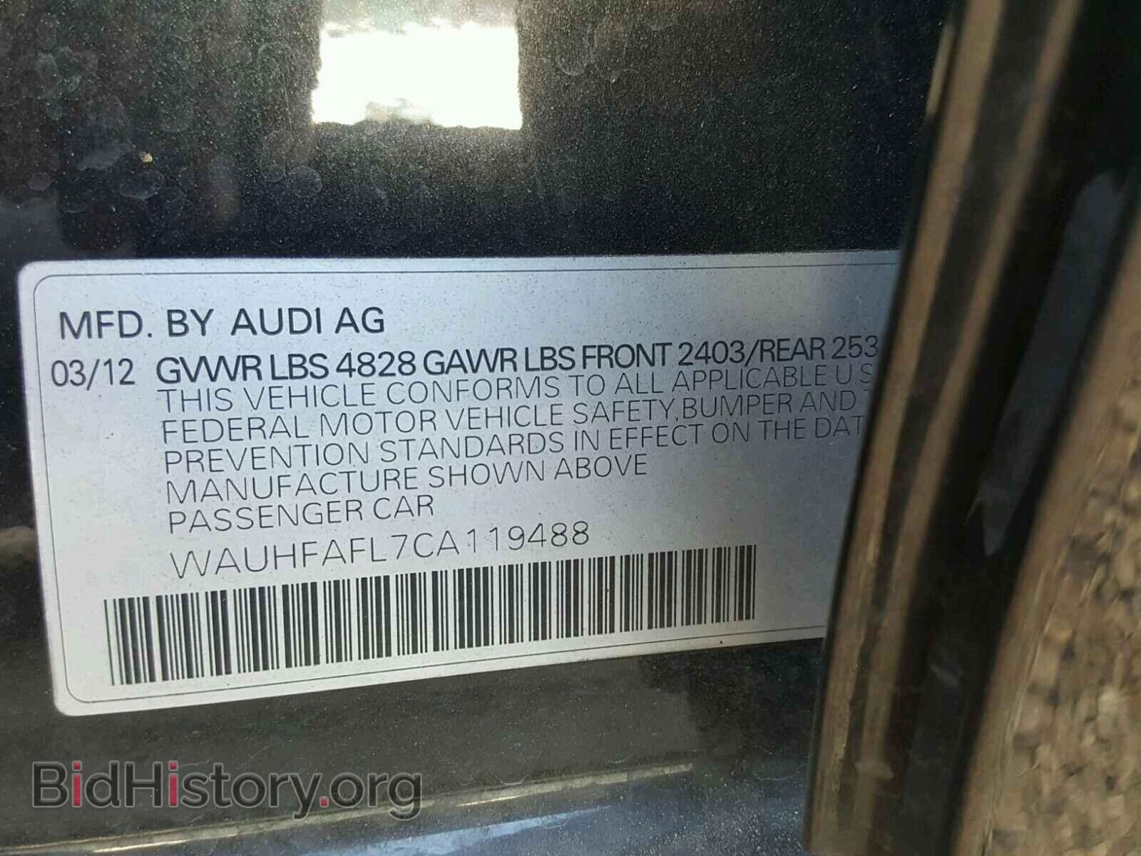 2012 AUDI A4 - VIN: WAUHFAFL7CA119488 - Фото 10