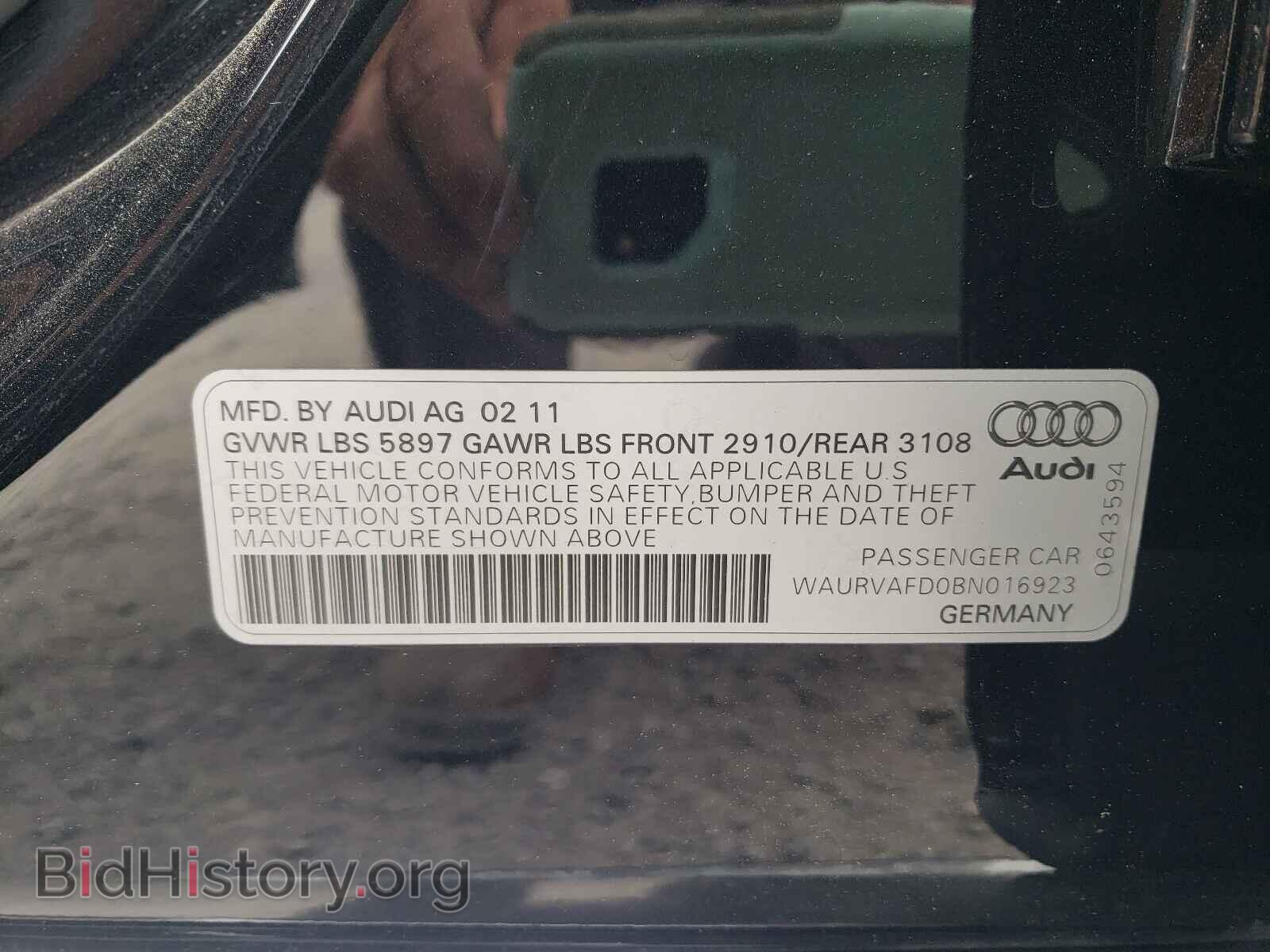 2011 AUDI A8 - VIN: WAURVAFD0BN016923 - Фото 10