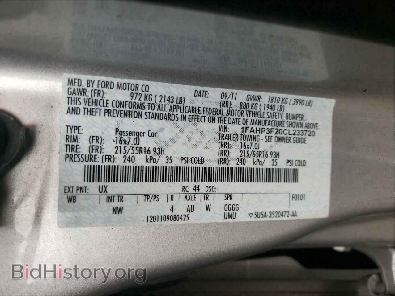 2012 FORD FOCUS - VIN: 1FAHP3F20CL233720 - Фото 10