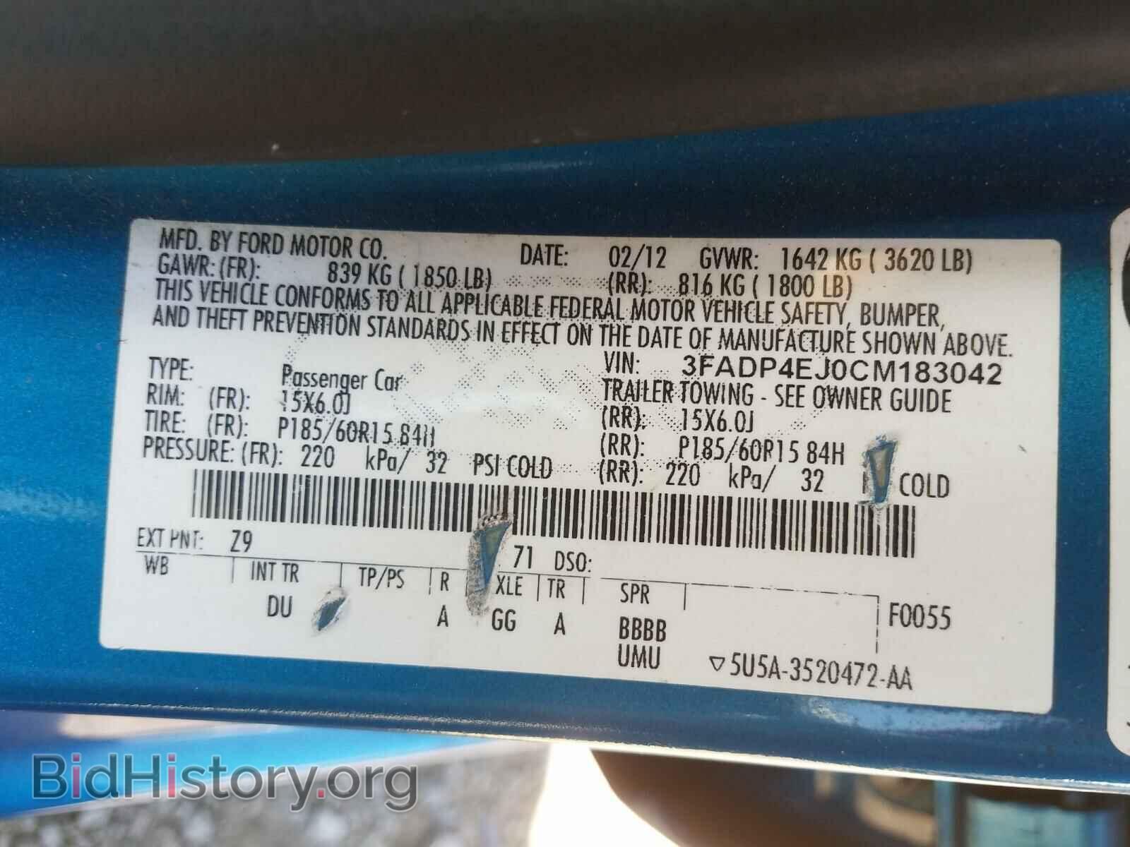 2012 FORD FIESTA - VIN: 3FADP4EJ0CM183042 - Фото 10
