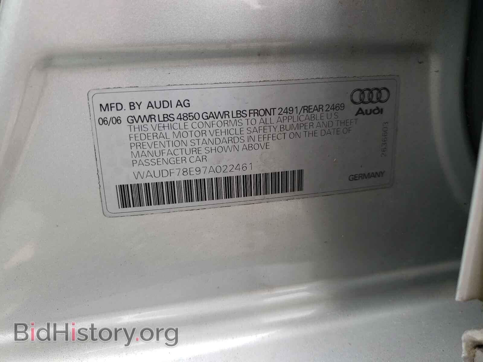 2007 AUDI A4 - VIN: WAUDF78E97A022461 - Фото 10