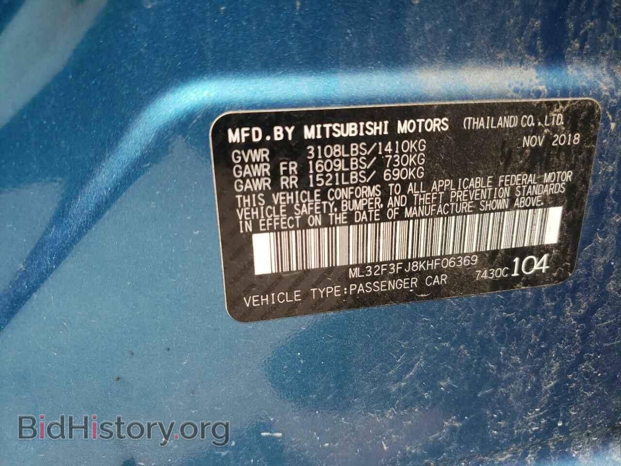 2019 MITSUBISHI MIRAGE - VIN: ML32F3FJ8KHF06369 - Фото 10