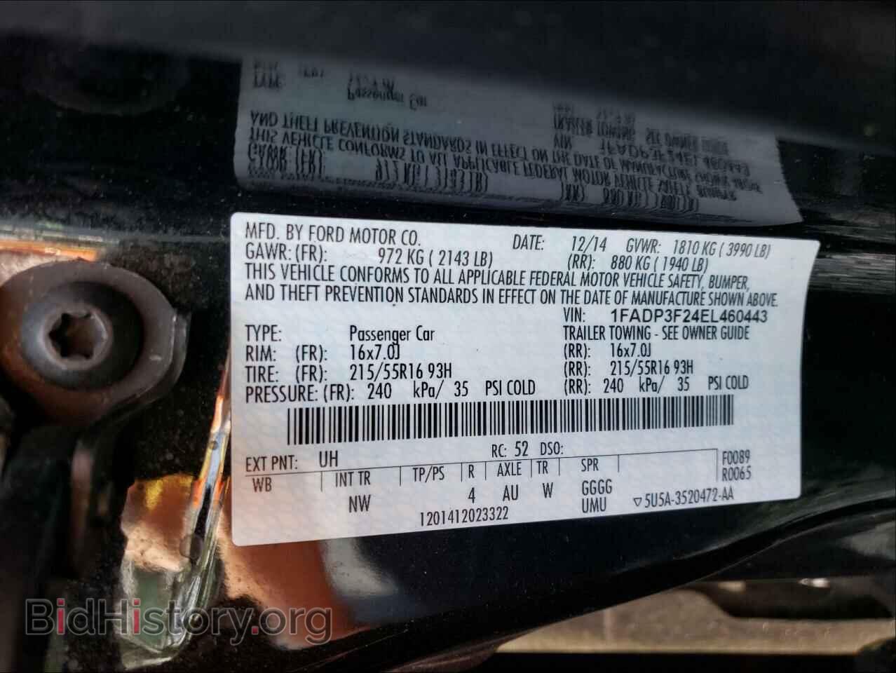 2014 FORD FOCUS - VIN: 1FADP3F24EL460443 - Фото 10