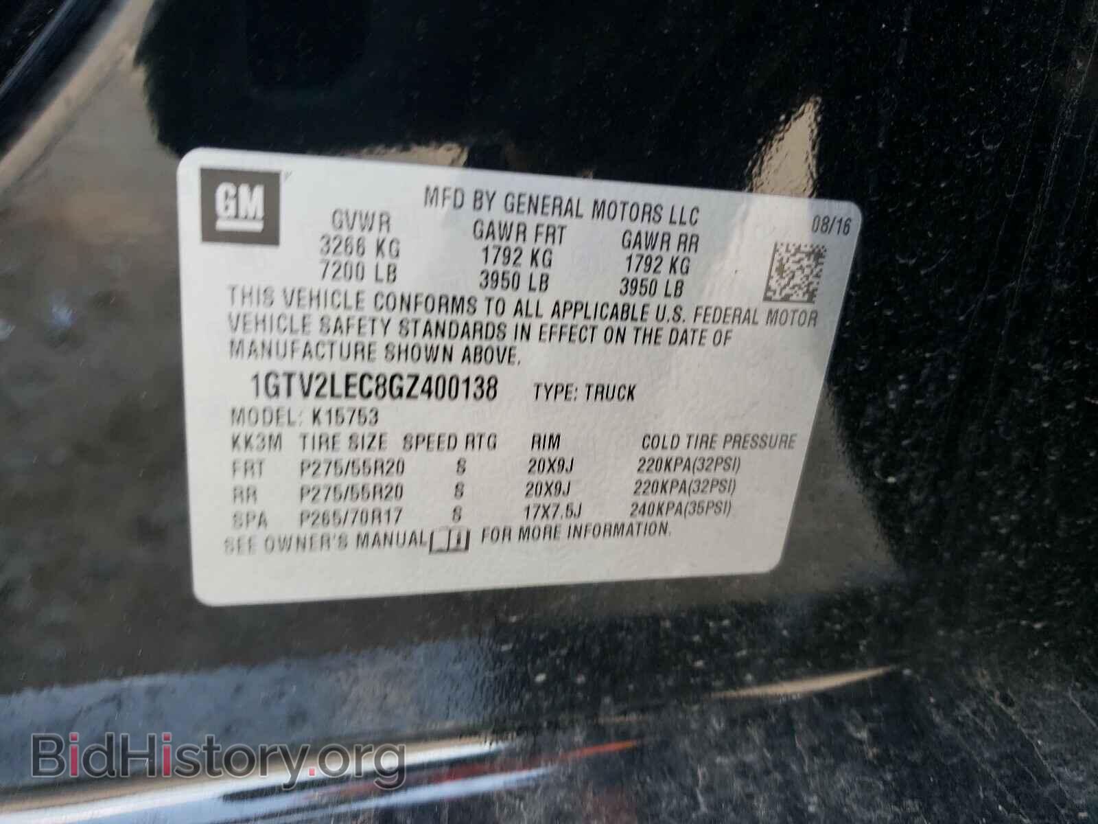 2016 GMC SIERRA - VIN: 1GTV2LEC8GZ400138 - Photo 10