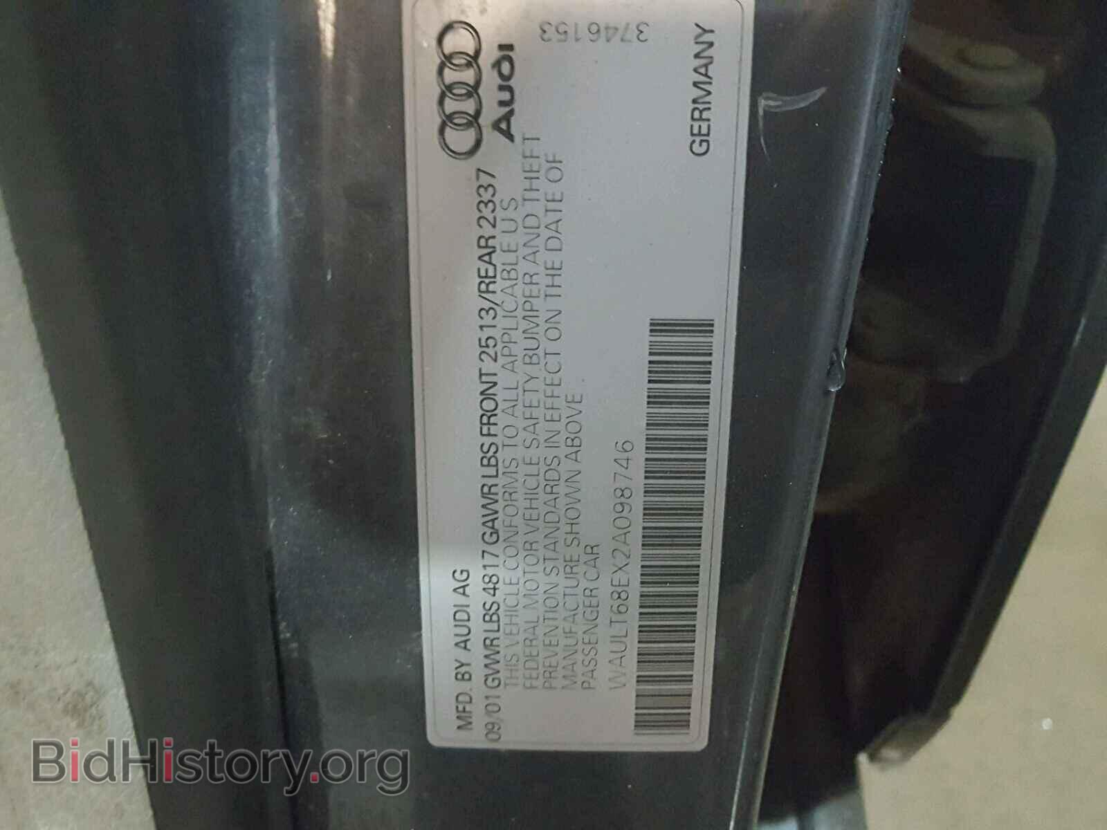 2002 AUDI A4 - VIN: WAULT68EX2A098746 - Photo 10