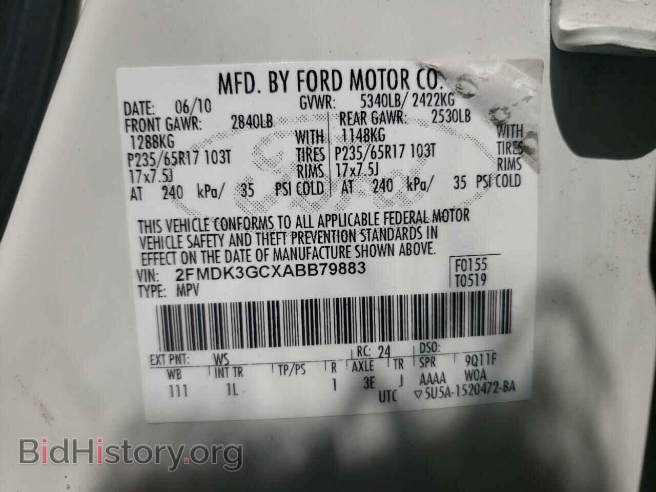 2010 FORD EDGE - VIN: 2FMDK3GCXABB79883 - Фото 10