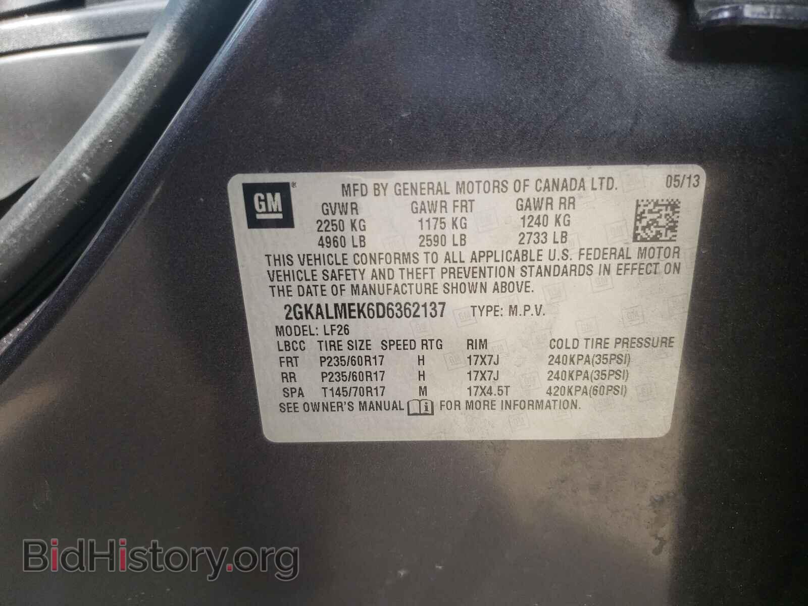 2013 GMC TERRAIN - VIN: 2GKALMEK6D6362137 - Фото 10