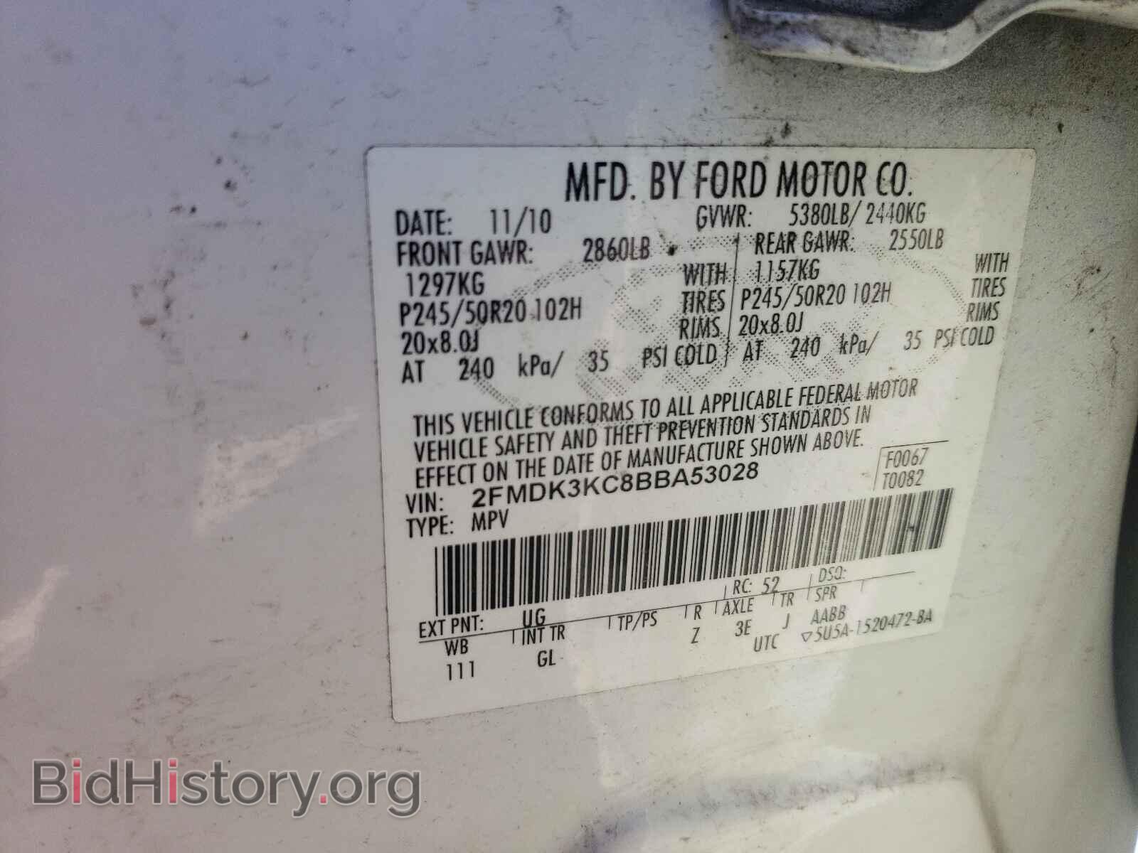 2011 FORD EDGE - VIN: 2FMDK3KC8BBA53028 - Фото 10