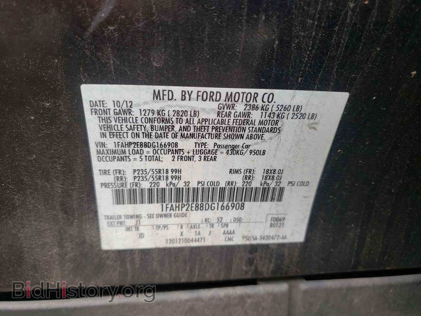 2013 FORD TAURUS - VIN: 1FAHP2E88DG166908 - Фото 10