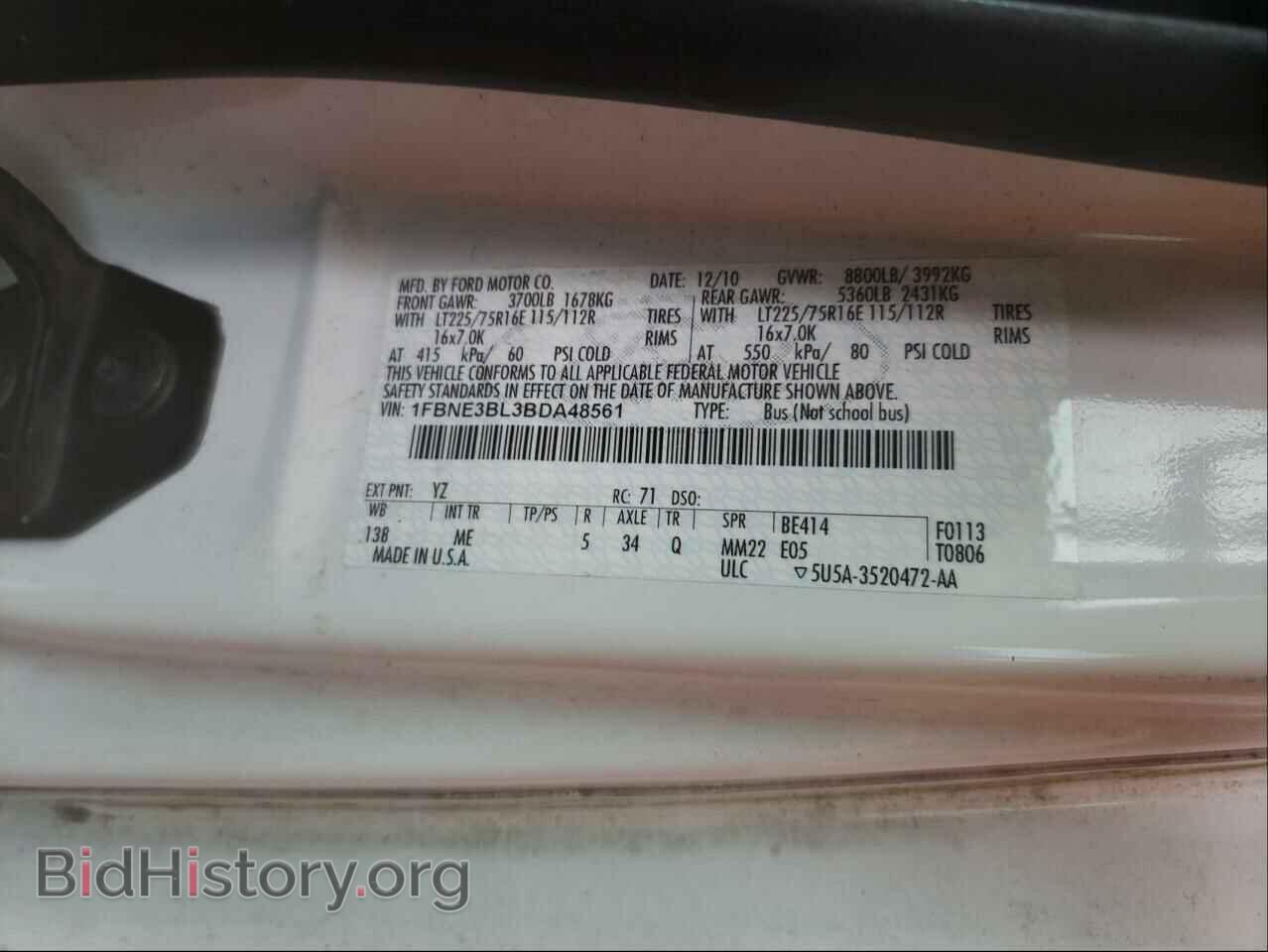 2011 FORD ECONOLINE - VIN: 1FBNE3BL3BDA48561 - Фото 10
