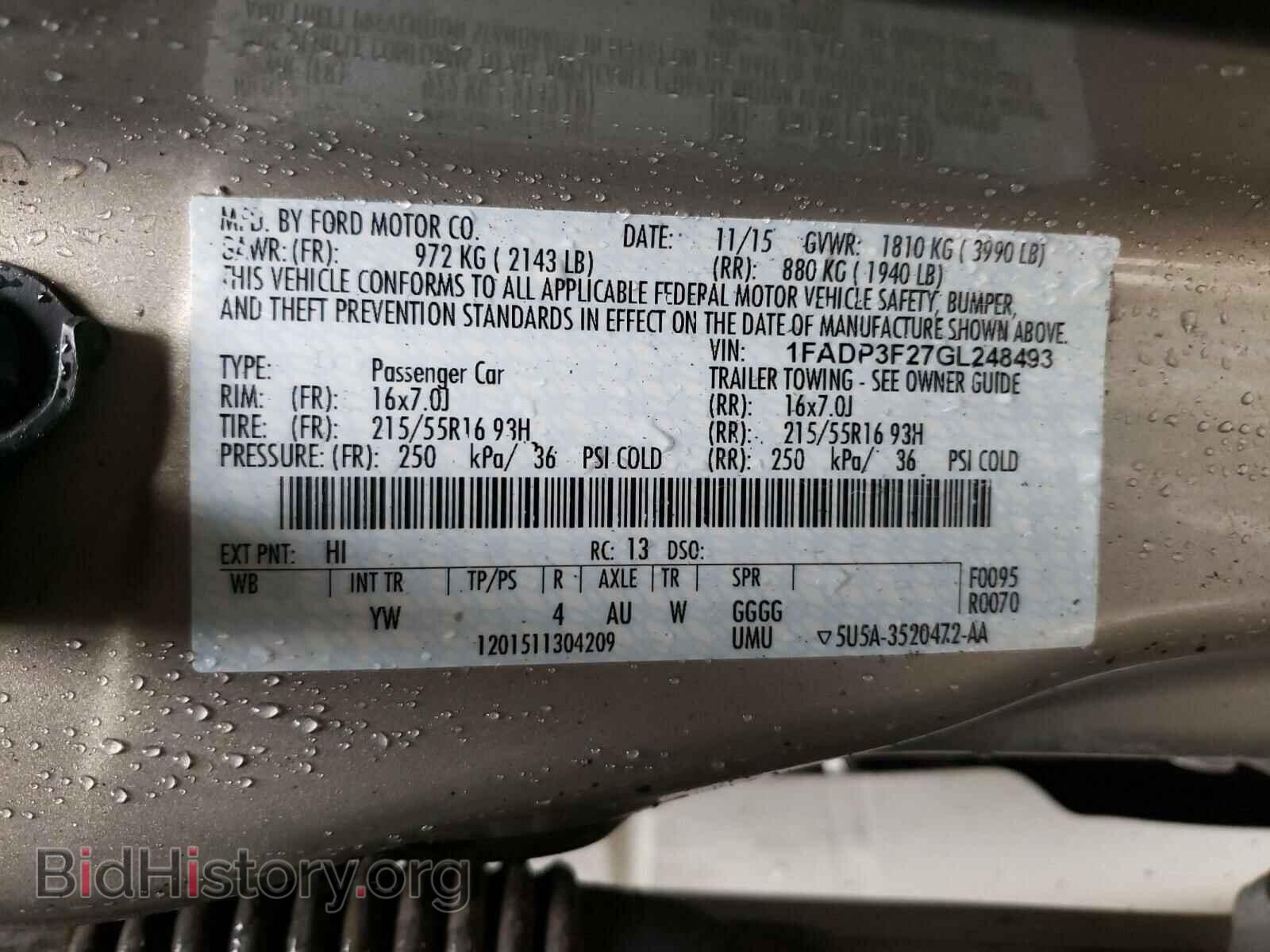 2016 FORD FOCUS - VIN: 1FADP3F27GL248493 - Фото 10