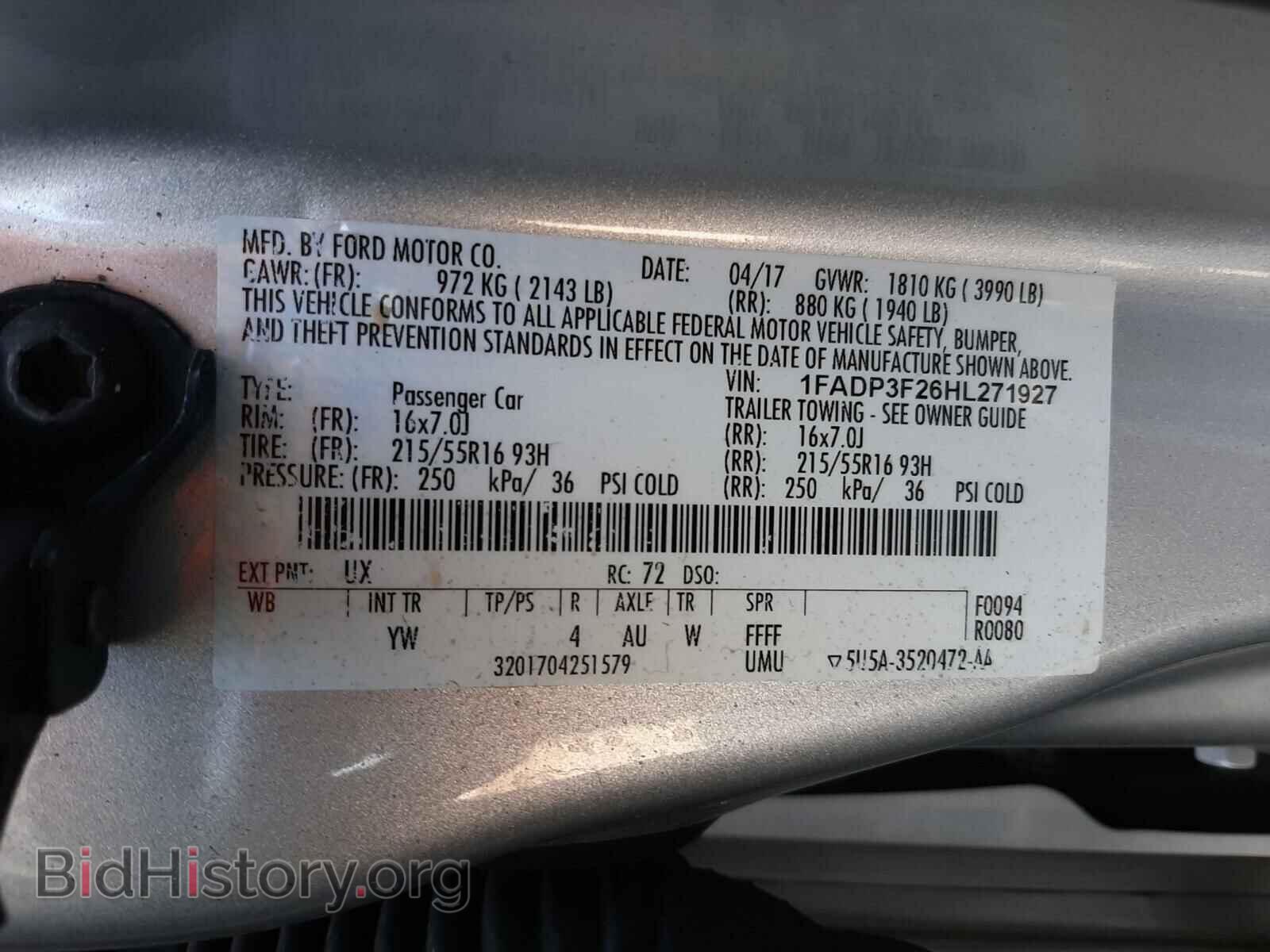 2017 FORD FOCUS - VIN: 1FADP3F26HL271927 - Фото 10