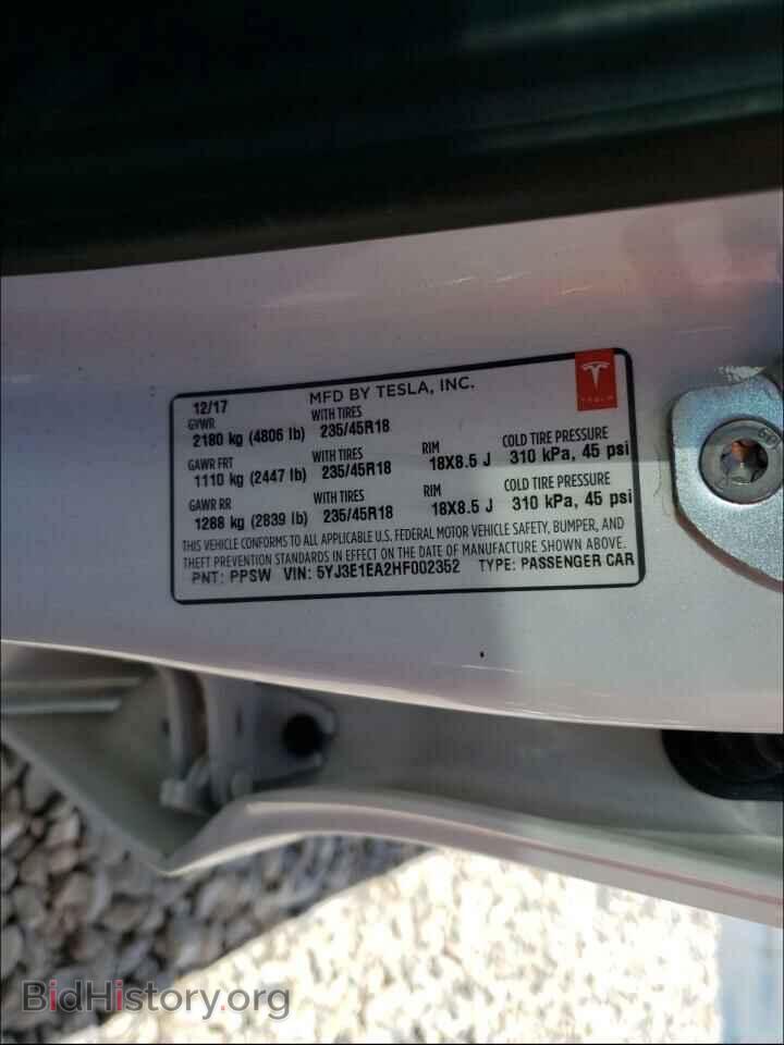 2017 TESLA MODEL 3 - VIN: 5YJ3E1EA2HF002352 - Фото 10