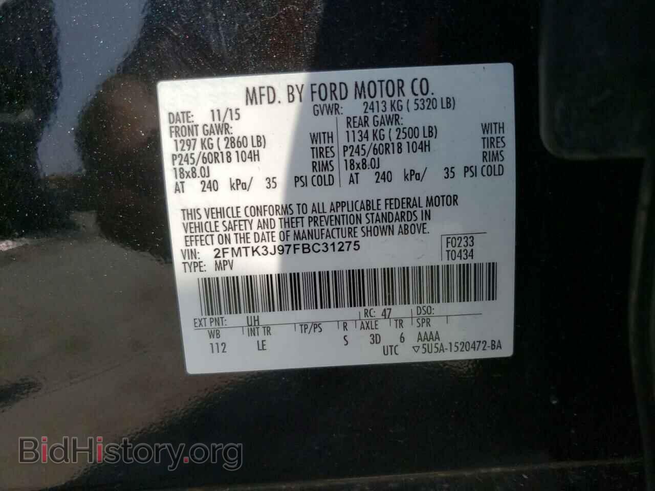 2015 FORD EDGE - VIN: 2FMTK3J97FBC31275 - Photo 10