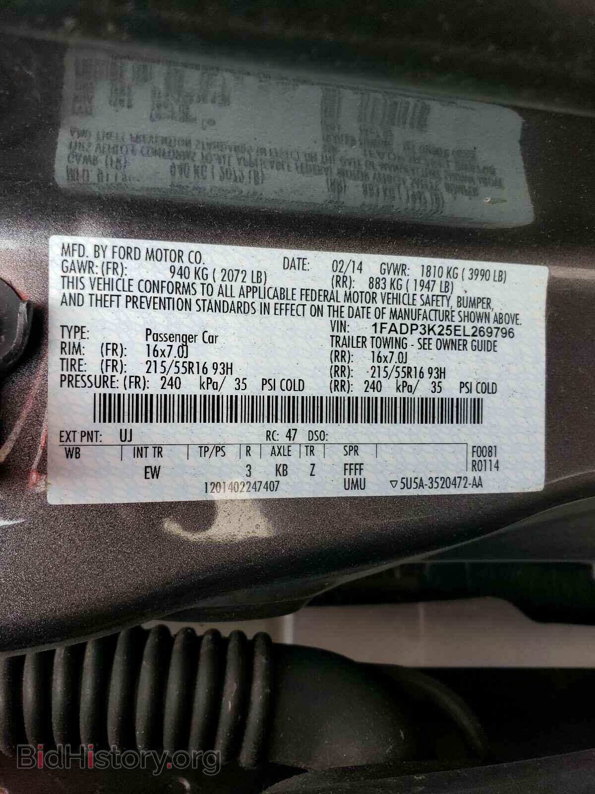 2014 FORD FOCUS - VIN: 1FADP3K25EL269796 - Photo 10
