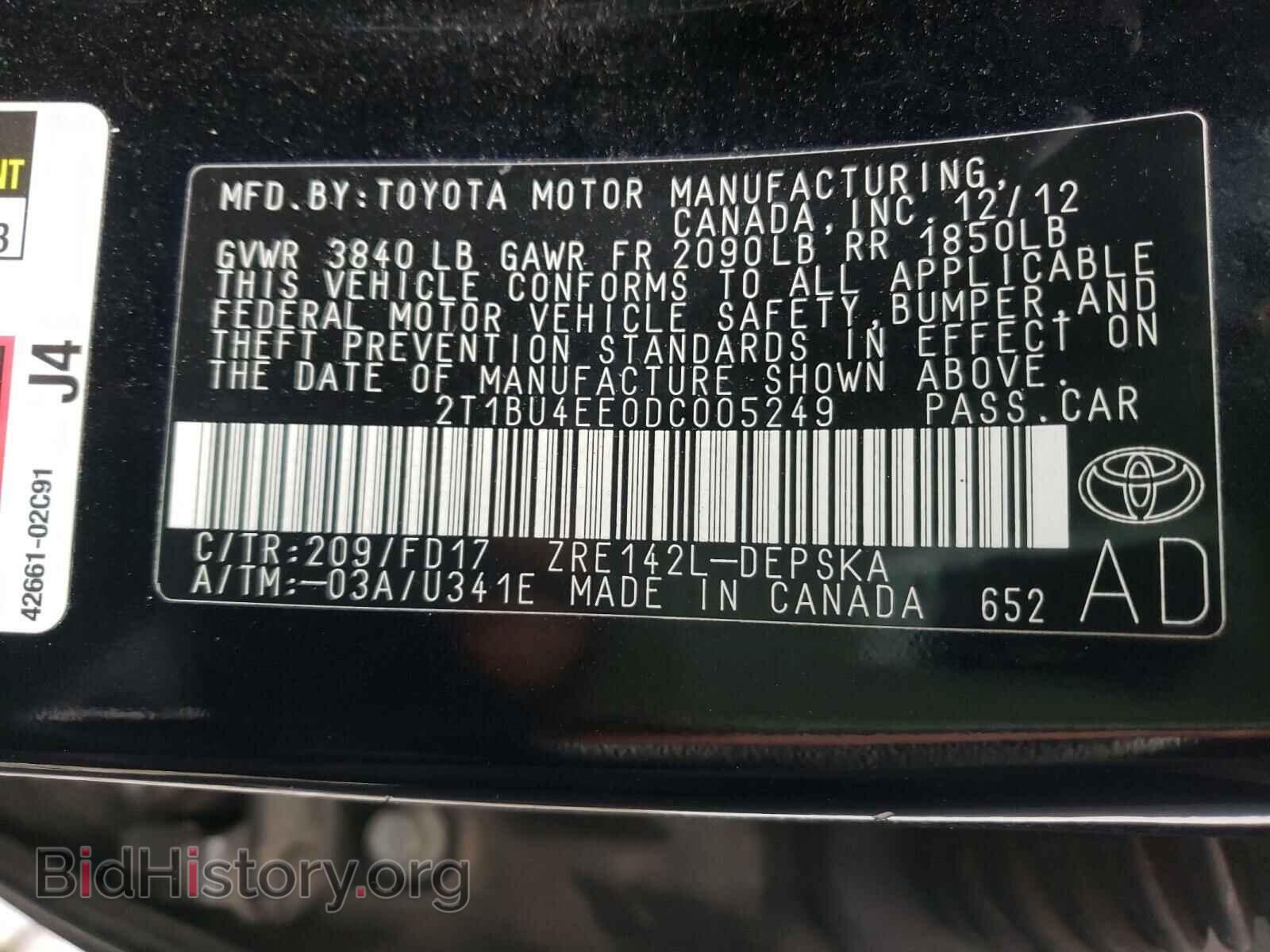 2013 TOYOTA COROLLA - VIN: 2T1BU4EE0DC005249 - Фото 10