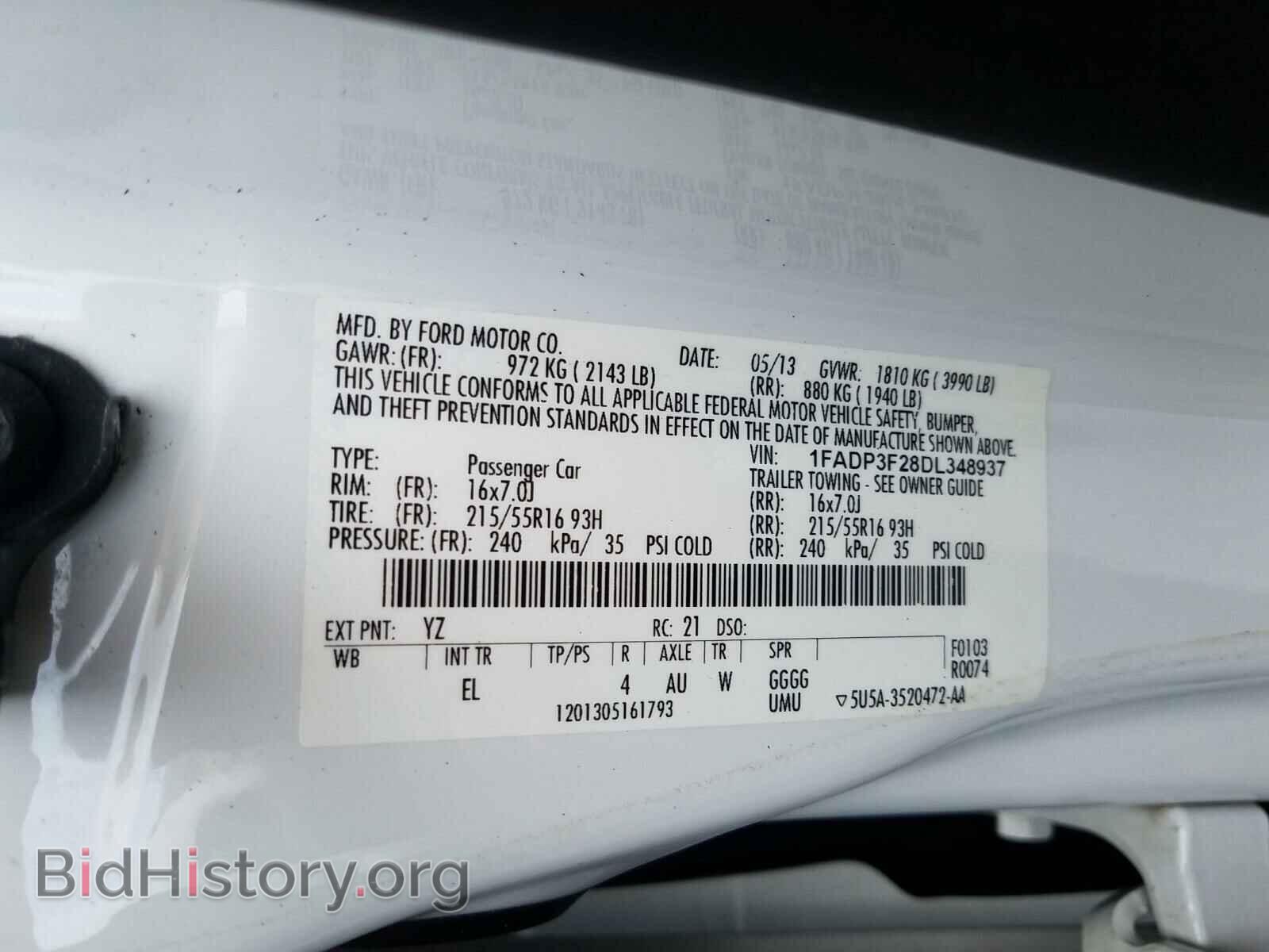 2013 FORD FOCUS - VIN: 1FADP3F28DL348937 - Фото 10