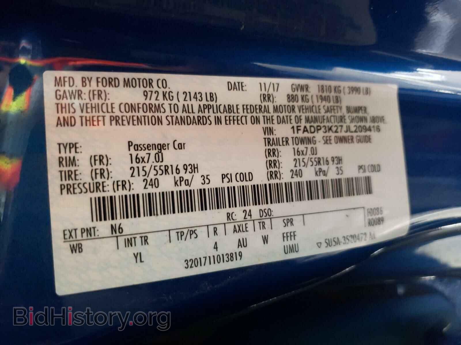 2018 FORD FOCUS - VIN: 1FADP3K27JL209416 - Фото 10