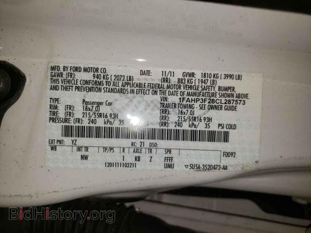 2012 FORD FOCUS - VIN: 1FAHP3F28CL287573 - Photo 10