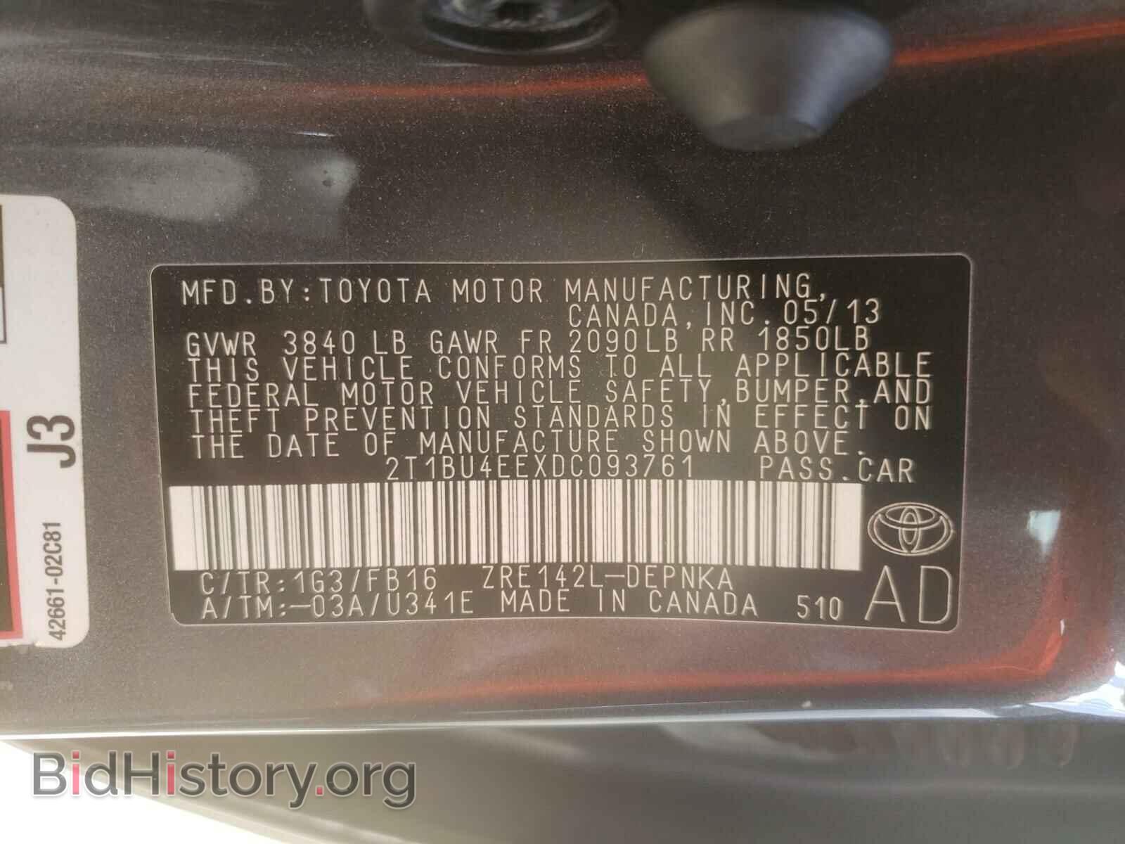 2013 TOYOTA COROLLA - VIN: 2T1BU4EEXDC093761 - Photo 10