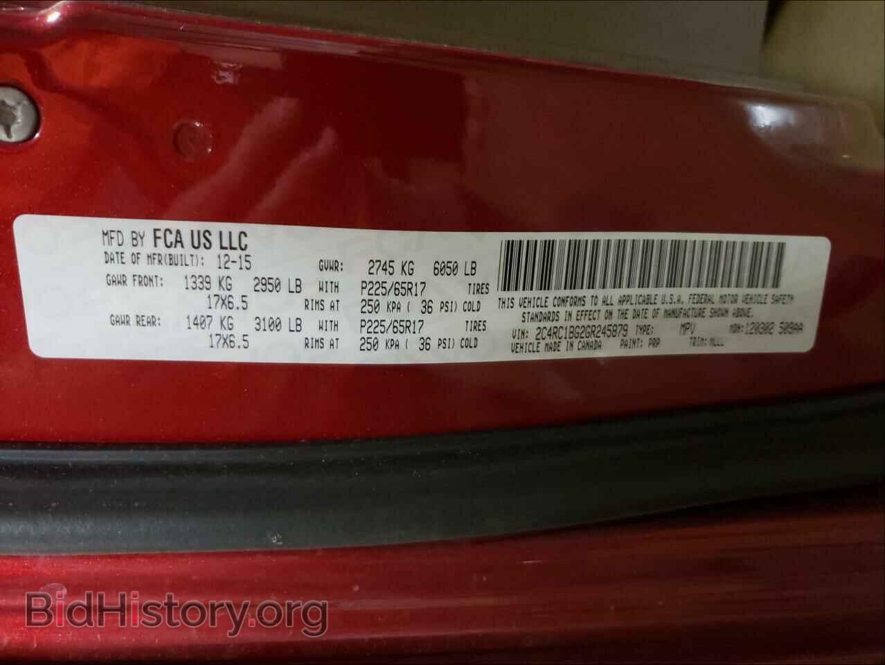 2016 CHRYSLER MINIVAN - VIN: 2C4RC1BG2GR245879 - Photo 10