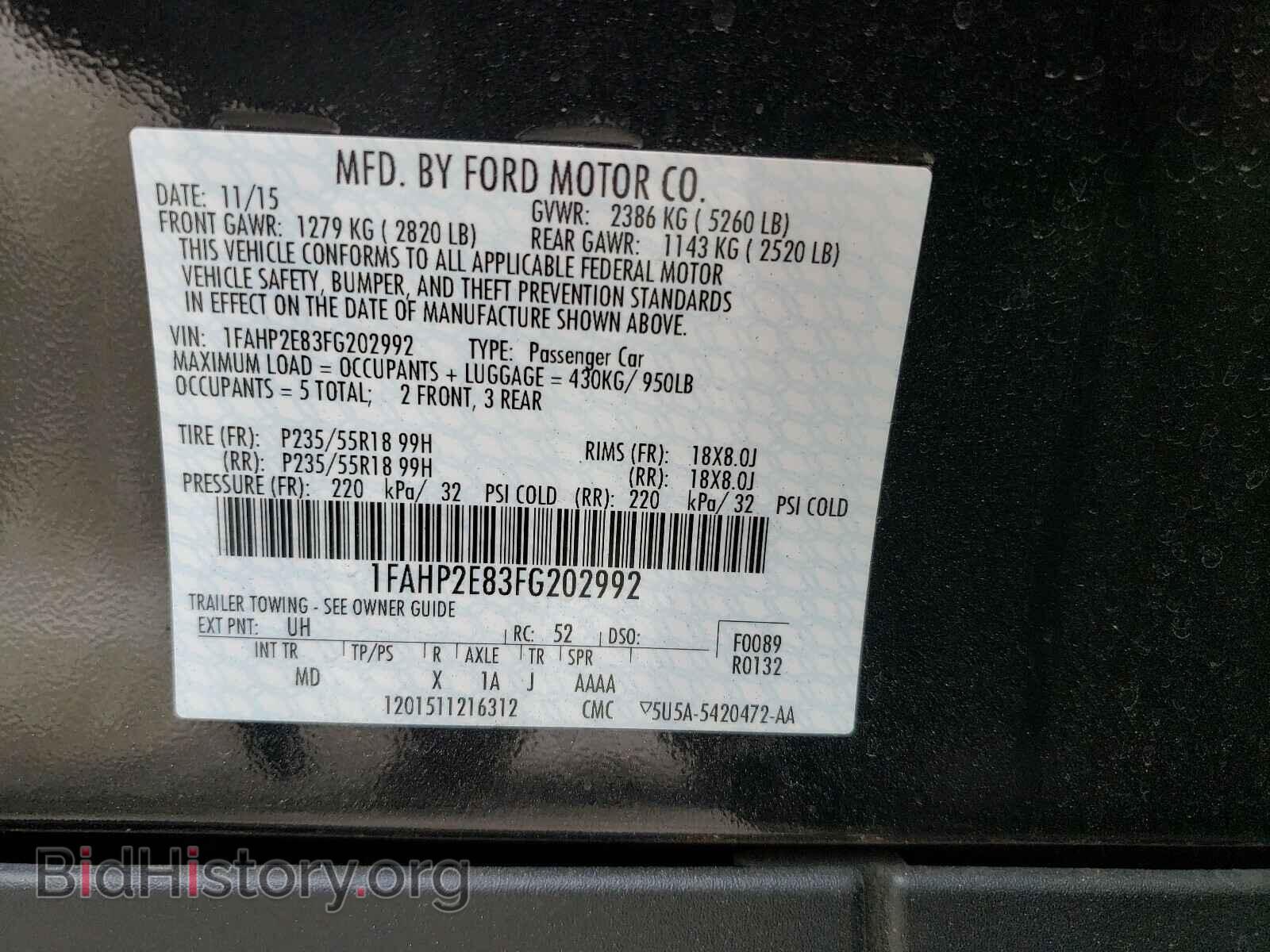 2015 FORD TAURUS - VIN: 1FAHP2E83FG202992 - Photo 10