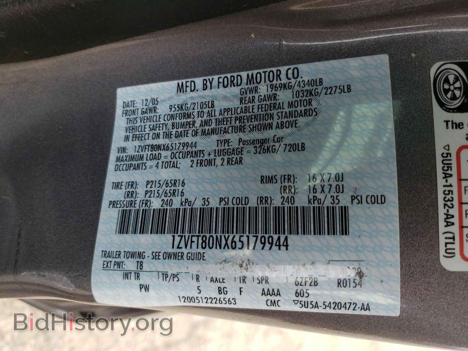 2006 FORD MUSTANG - VIN: 1ZVFT80NX65179944 - Фото 10