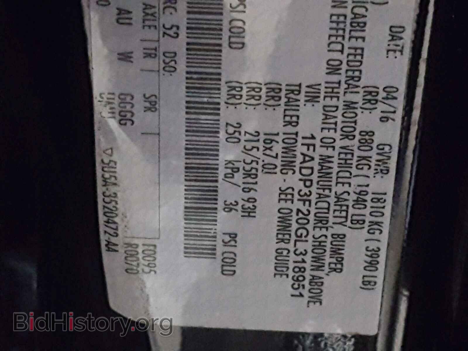 2016 FORD FOCUS - VIN: 1FADP3F20GL318951 - Фото 10
