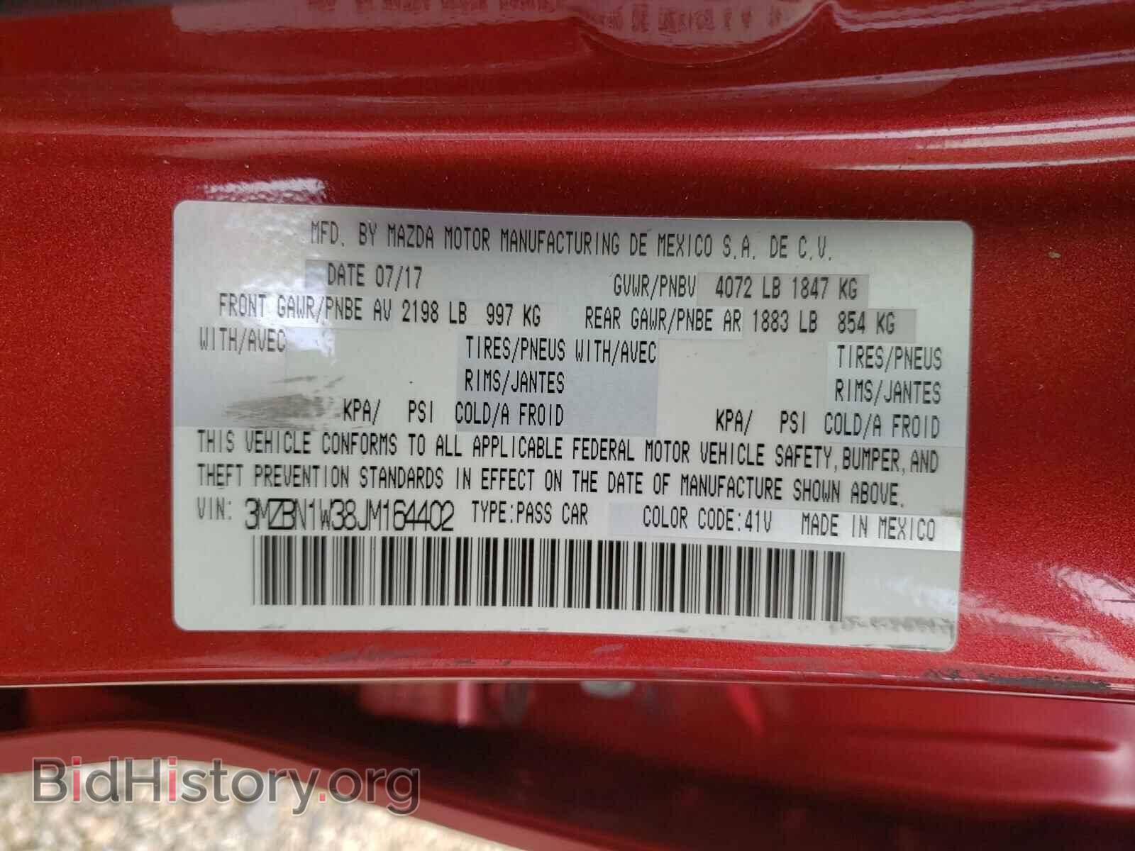 2018 MAZDA 3 - VIN: 3MZBN1W38JM164402 - Фото 10