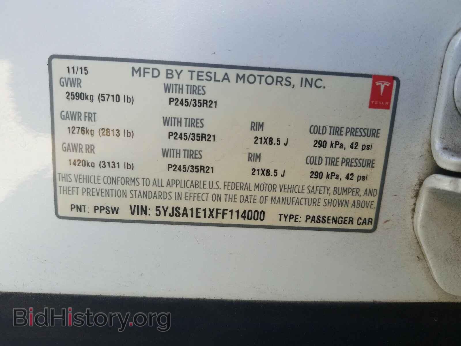 2015 TESLA MODEL S - VIN: 5YJSA1E1XFF114000 - Photo 10