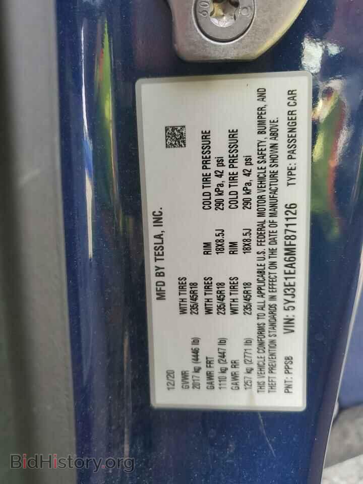 2021 TESLA MODEL 3 - VIN: 5YJ3E1EA6MF871126 - Photo 12