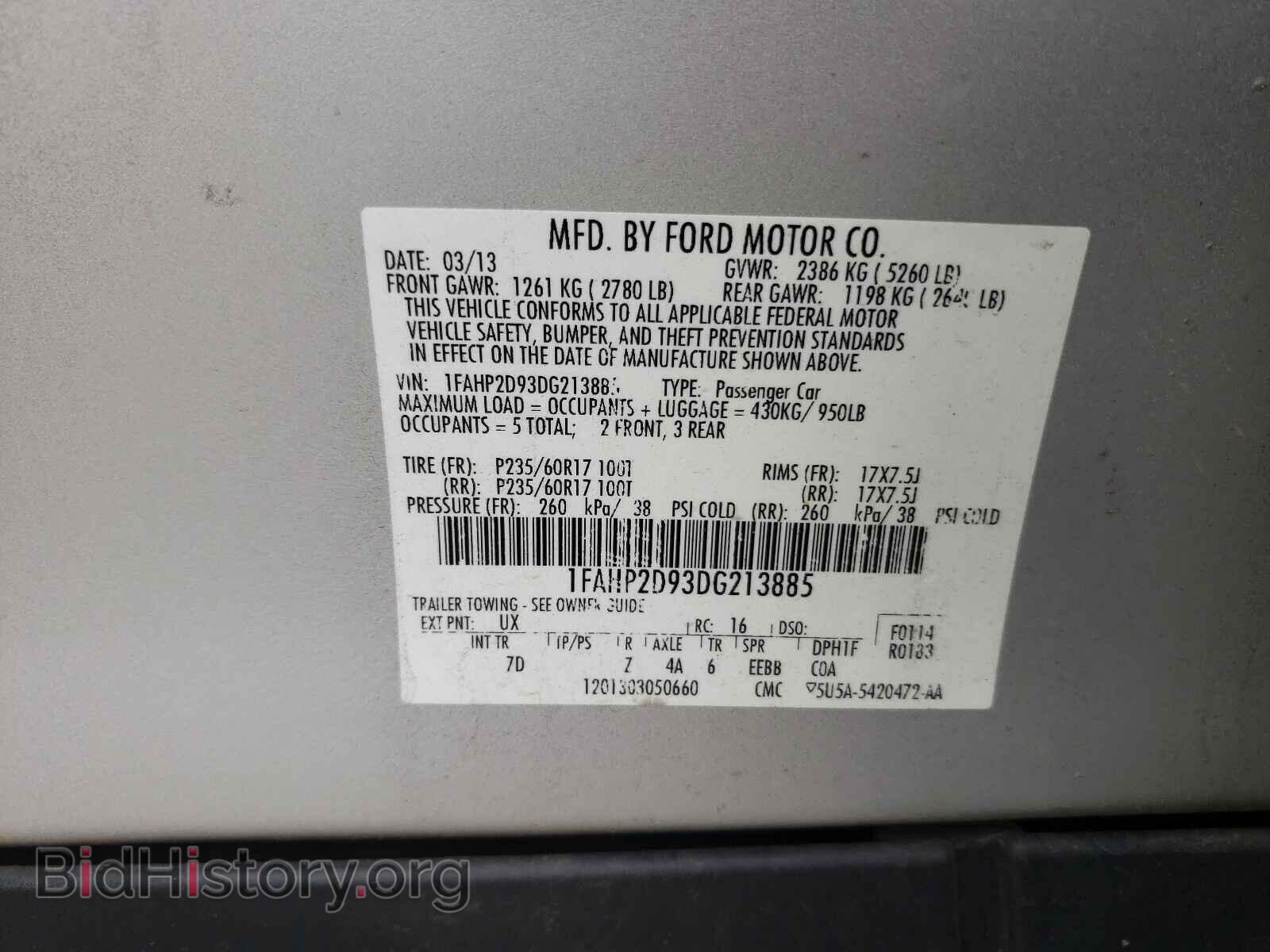 2013 FORD TAURUS - VIN: 1FAHP2D93DG213885 - Photo 10