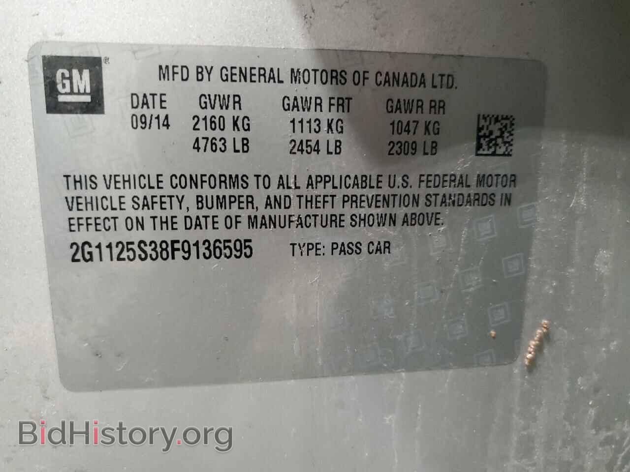 2015 CHEVROLET IMPALA - VIN: 2G1125S38F9136595 - Фото 12