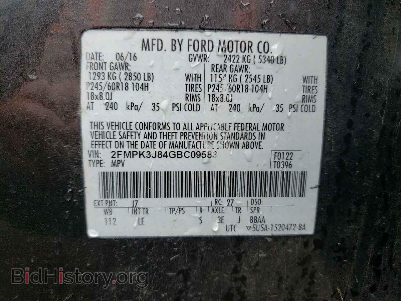 2016 FORD EDGE - VIN: 2FMPK3J84GBC09583 - Photo 10