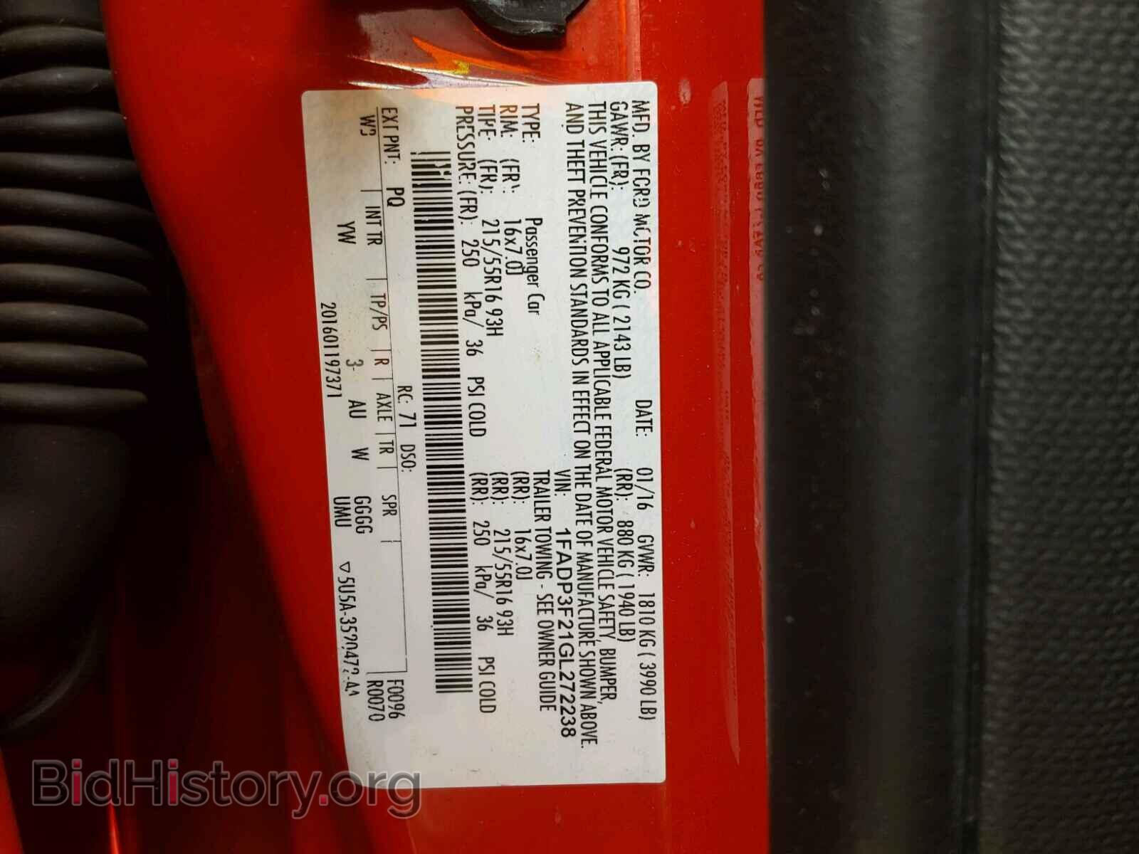 2016 FORD FOCUS - VIN: 1FADP3F21GL272238 - Фото 10