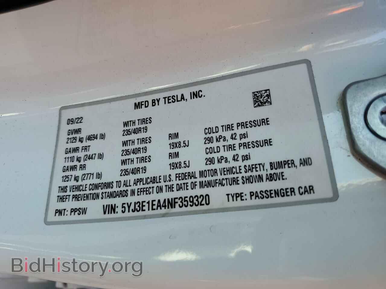 2022 TESLA MODEL 3 - VIN: 5YJ3E1EA4NF359320 - Фото 12