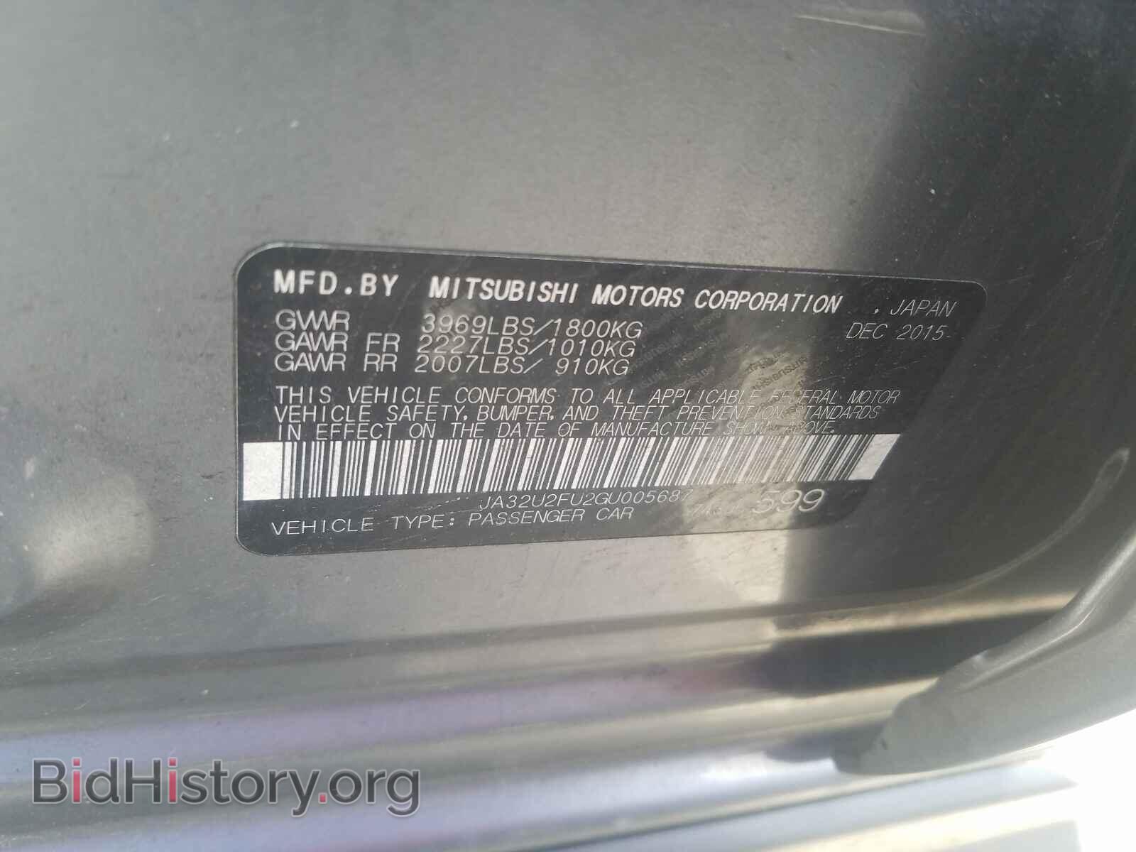 2016 MITSUBISHI LANCER - VIN: JA32U2FU2GU005687 - Фото 10