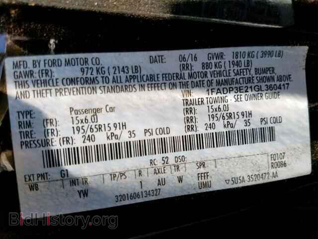 2016 FORD FOCUS - VIN: 1FADP3E21GL360417 - Фото 10