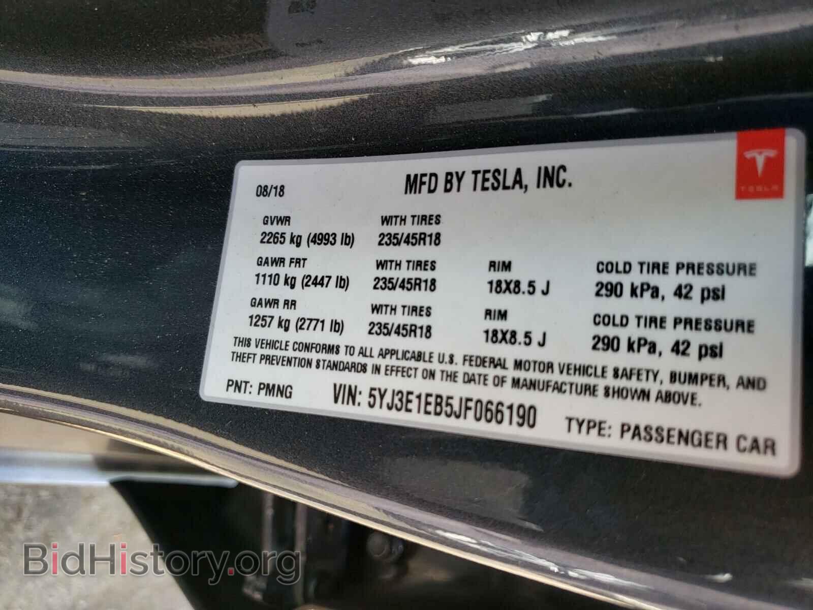 2018 TESLA MODEL 3 - VIN: 5YJ3E1EB5JF066190 - Photo 10