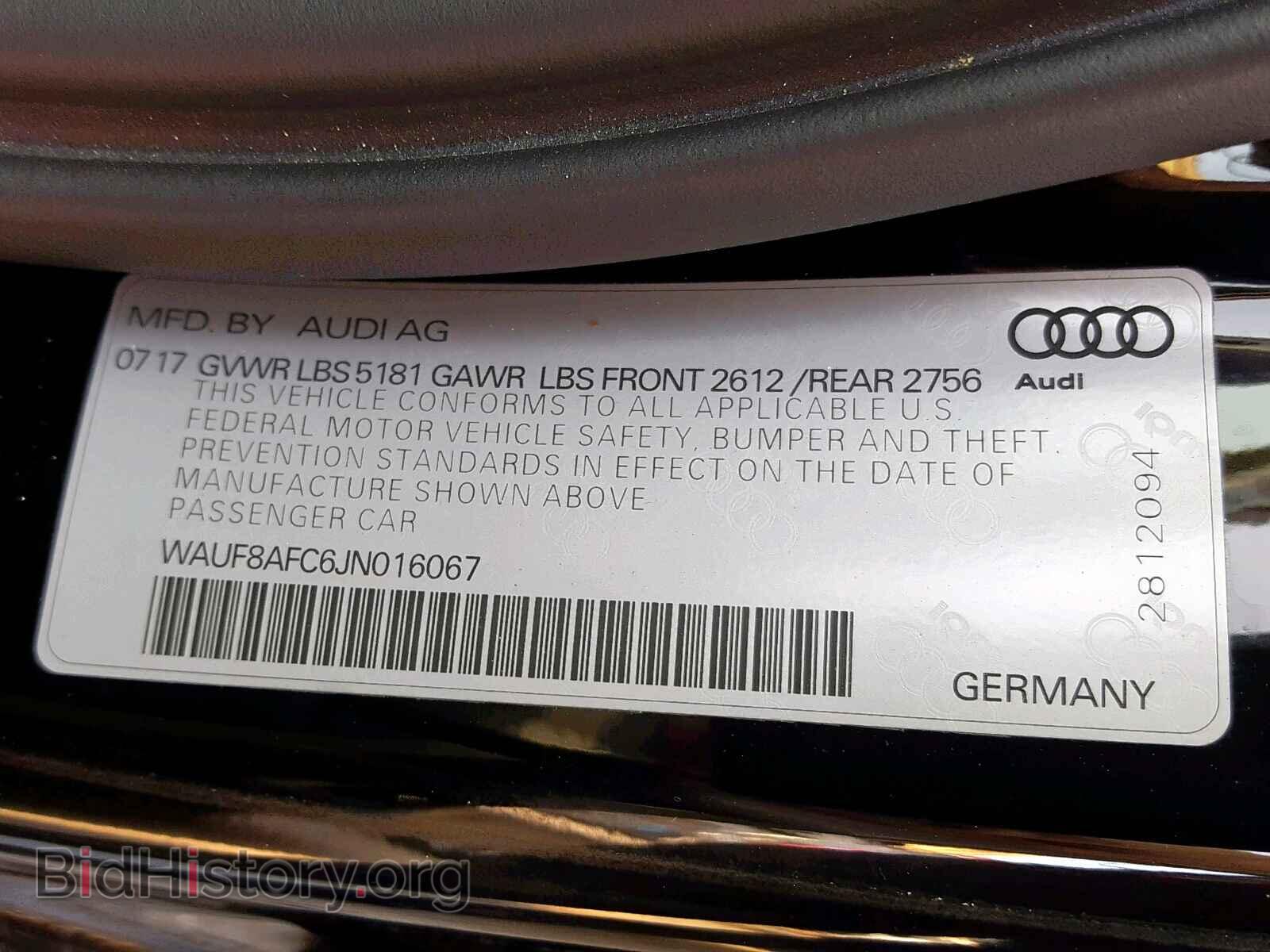 2018 AUDI A6 - VIN: WAUF8AFC6JN016067 - Фото 10