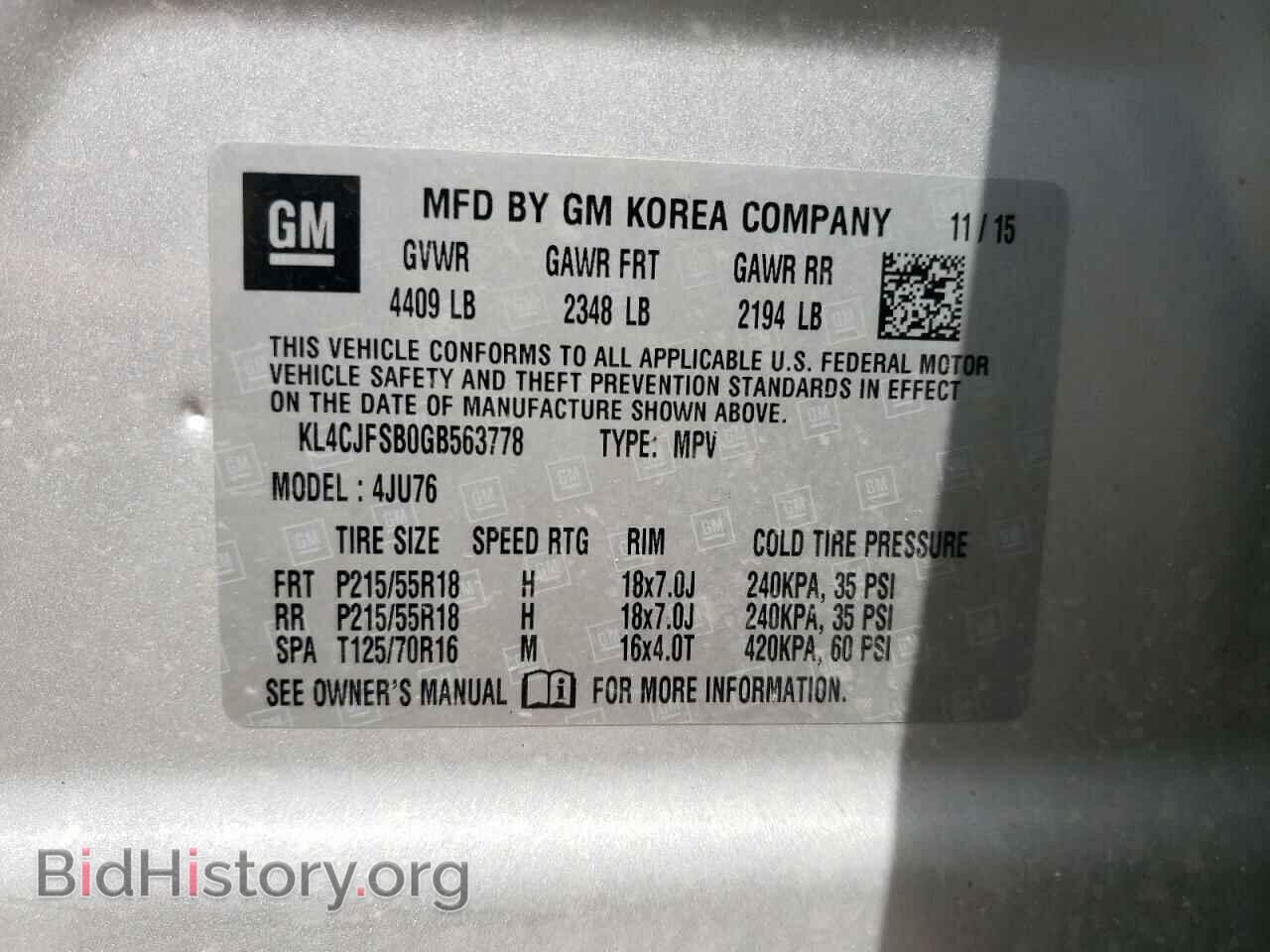 2016 BUICK ENCORE - VIN: KL4CJFSB0GB563778 - Фото 10