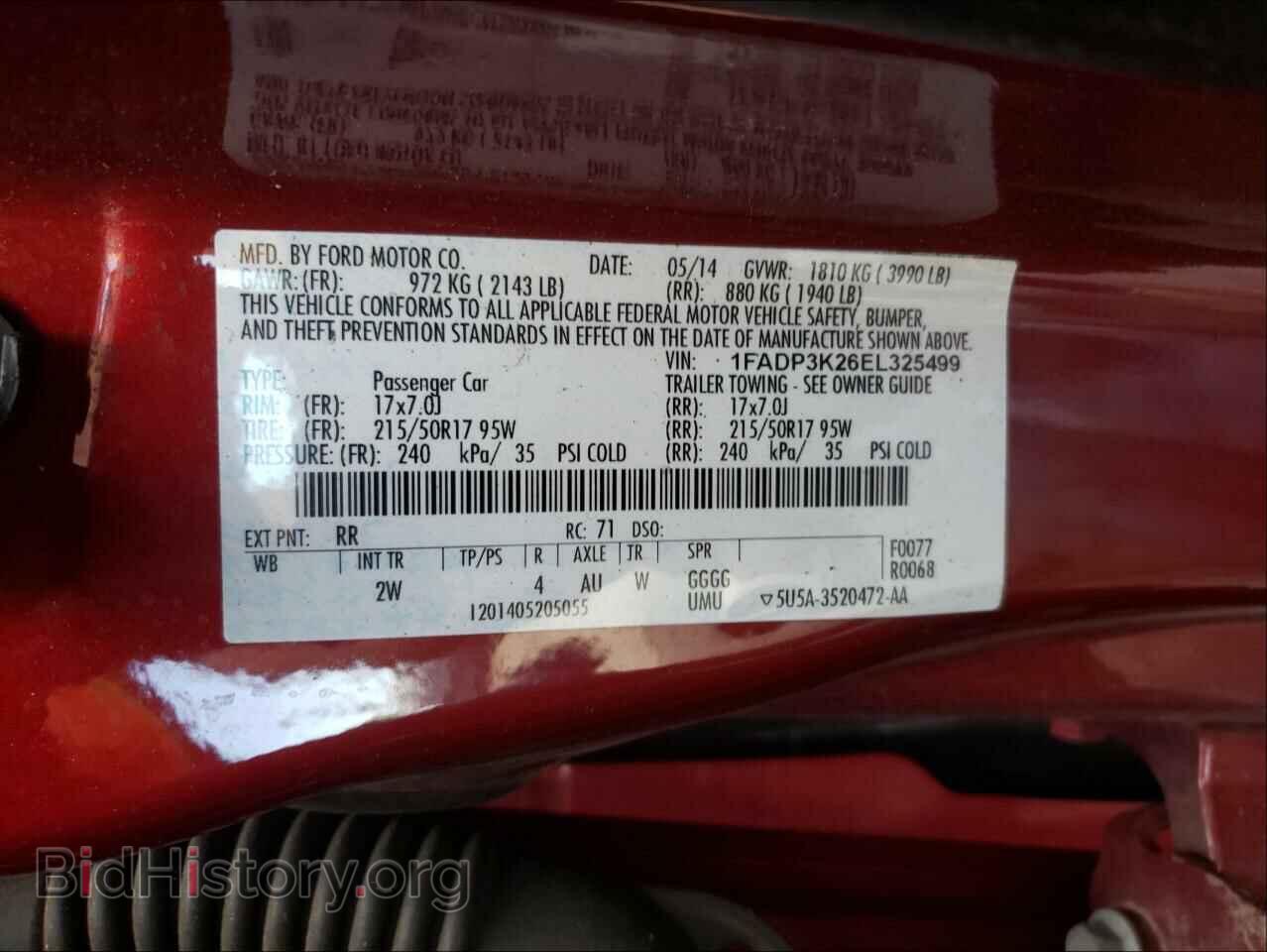 2014 FORD FOCUS - VIN: 1FADP3K26EL325499 - Фото 10