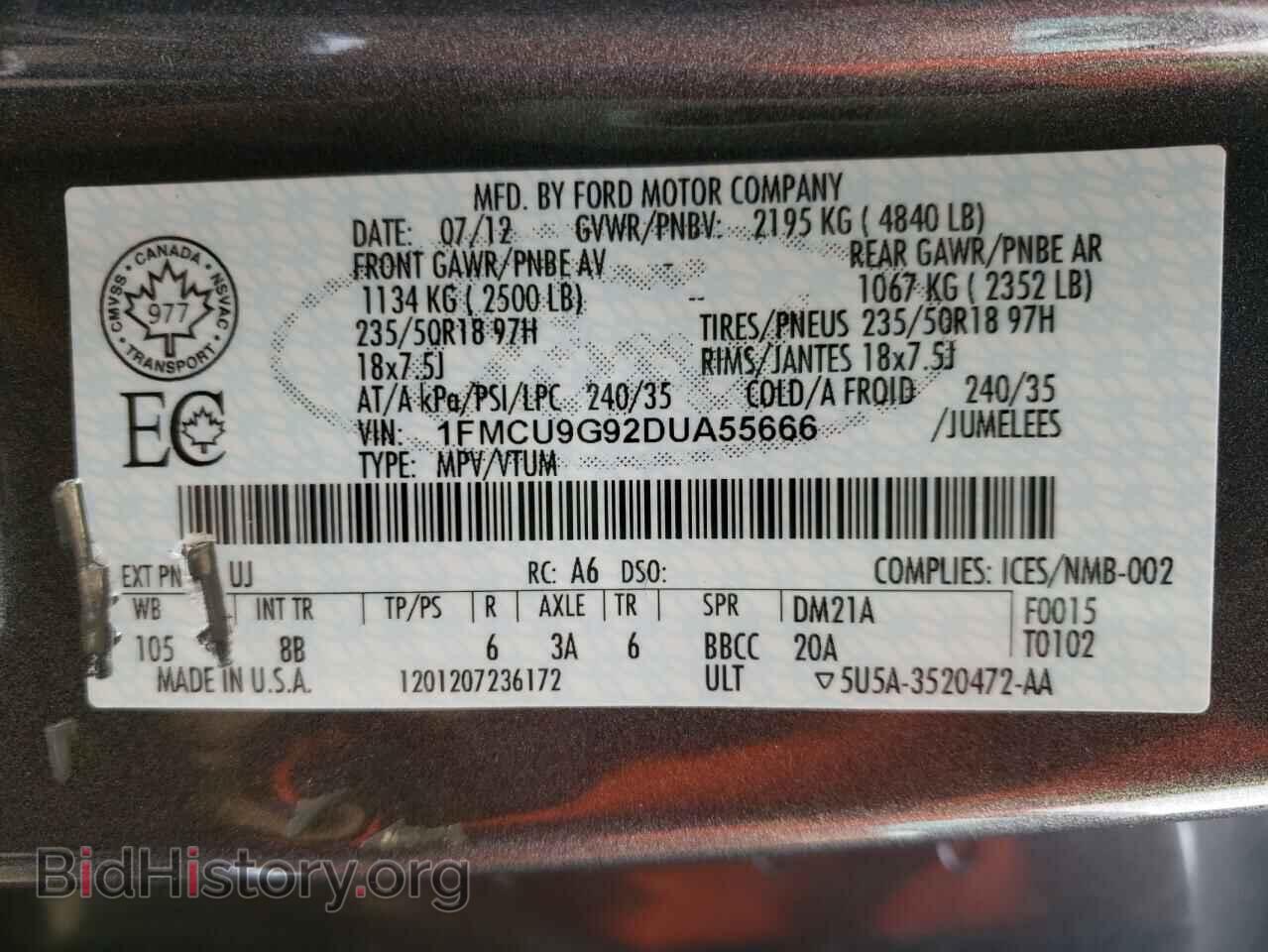 2013 FORD ESCAPE - VIN: 1FMCU9G92DUA55666 - Photo 10