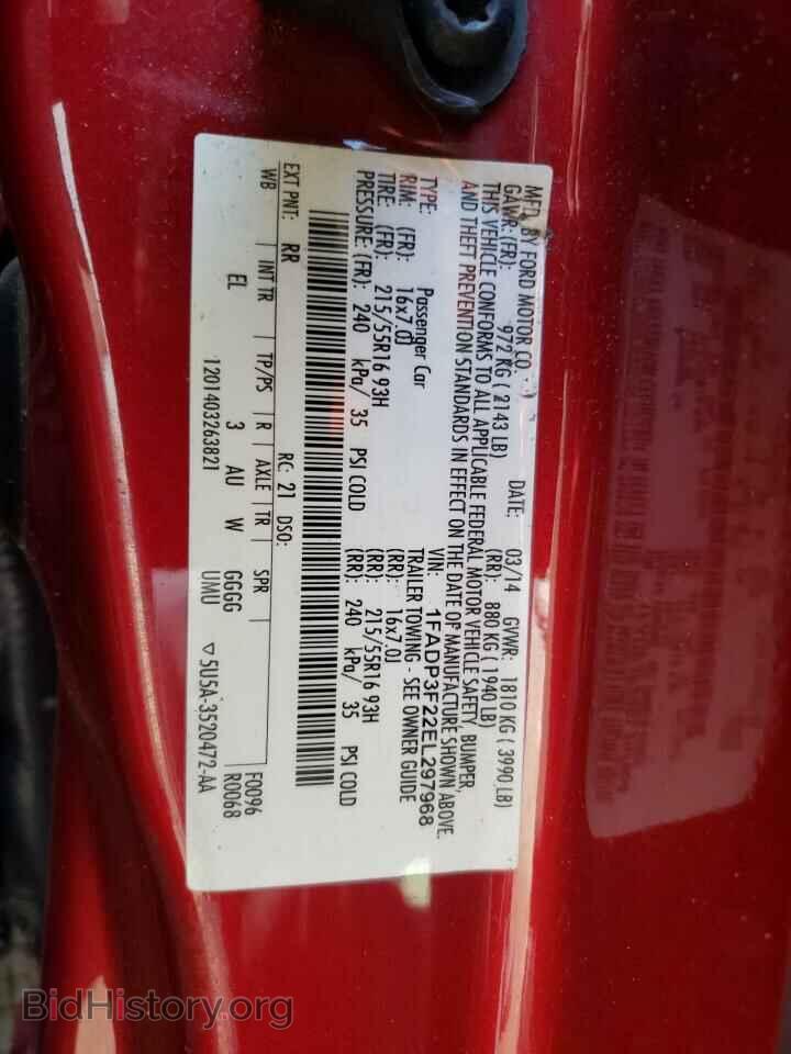 2014 FORD FOCUS - VIN: 1FADP3F22EL297968 - Фото 10