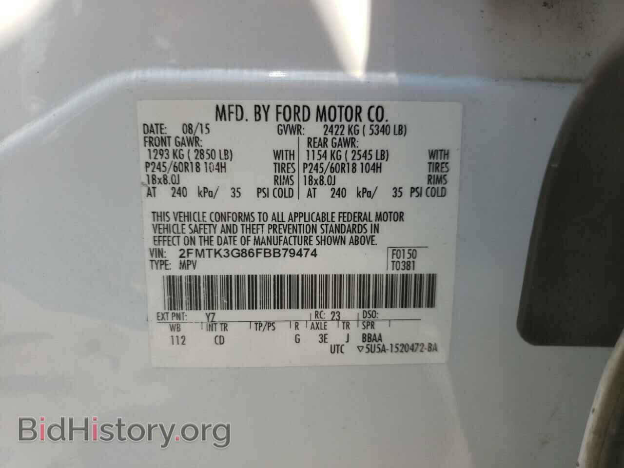 2015 FORD EDGE - VIN: 2FMTK3G86FBB79474 - Photo 10